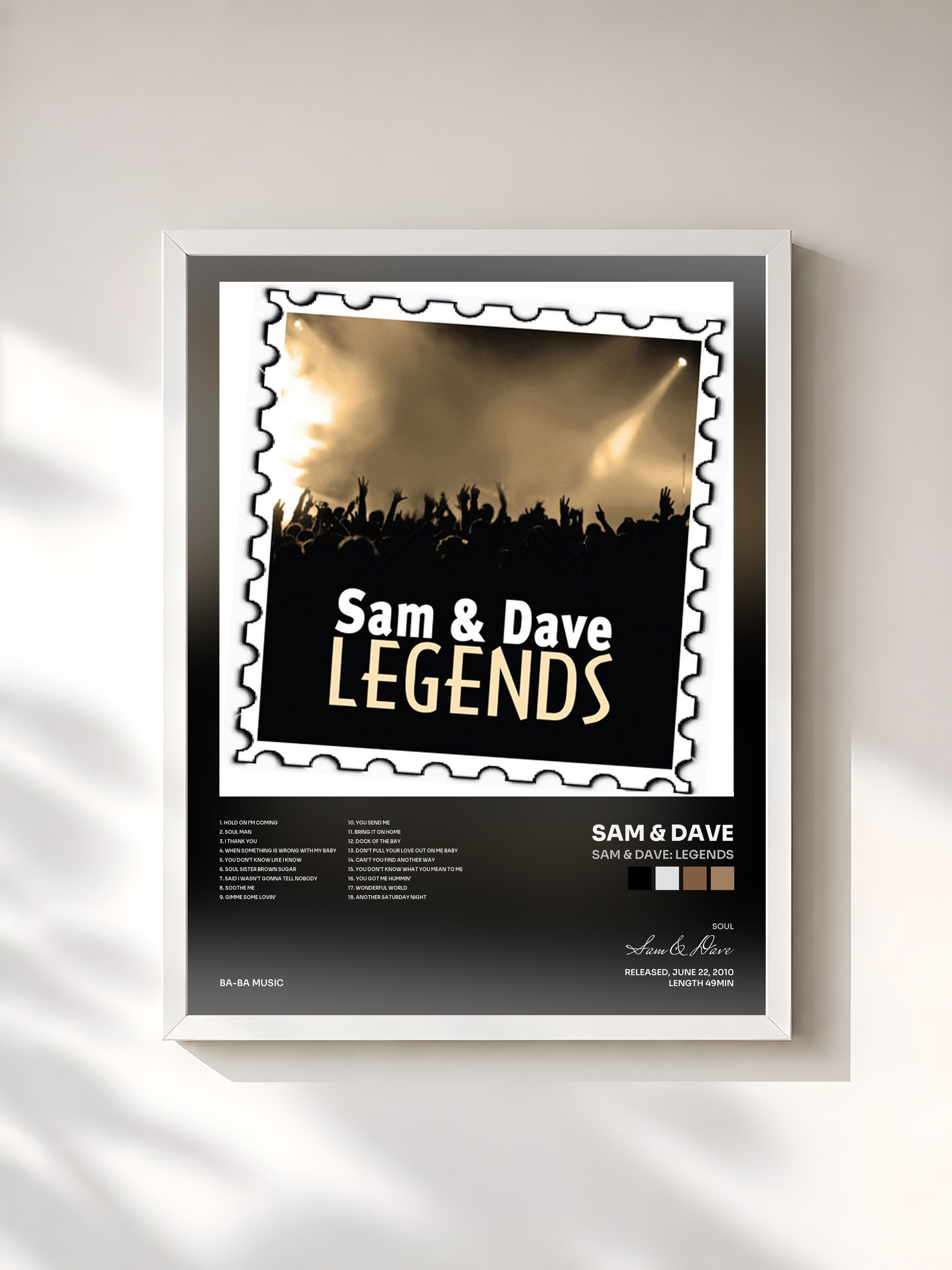 #blanc Tableau de l'album Sam & Dave: Legends de Sam & Dave, cadre blanc, imprimé et encadré en France