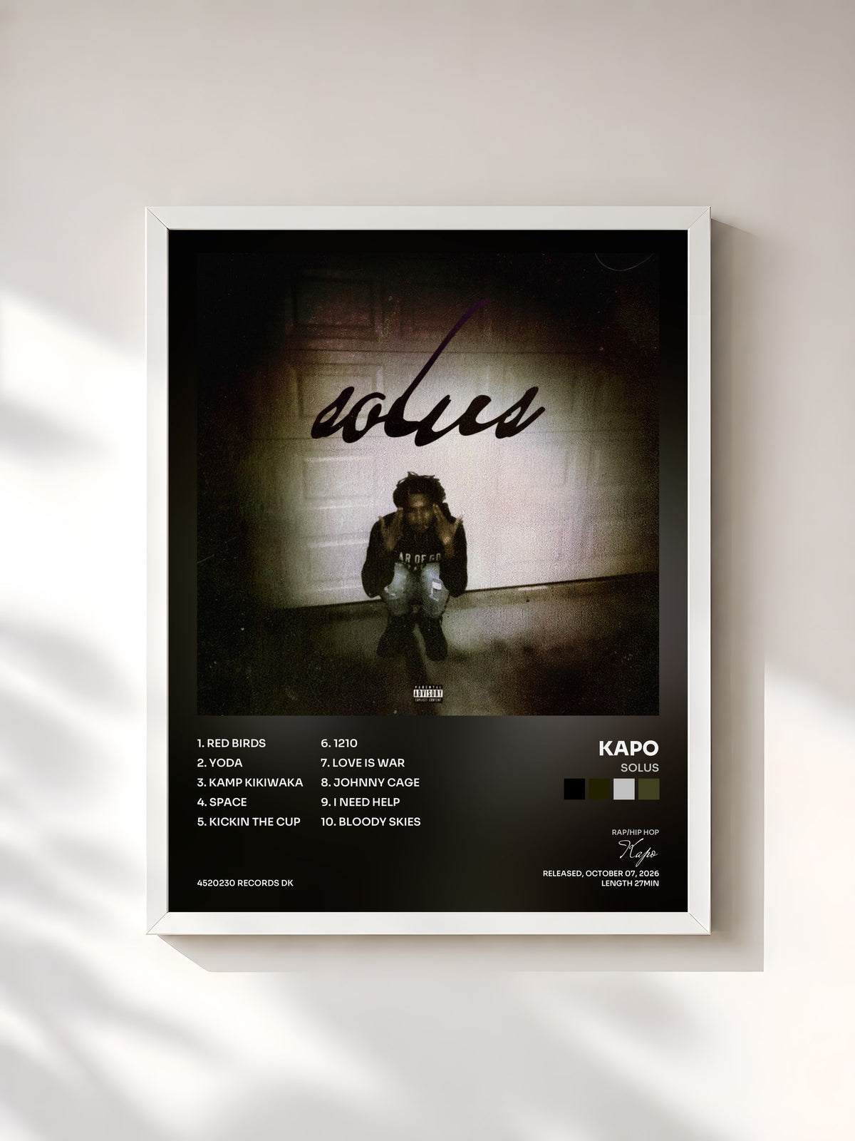 #blanc Tableau de l'album solus de Kapo, cadre blanc, imprimé et encadré en France