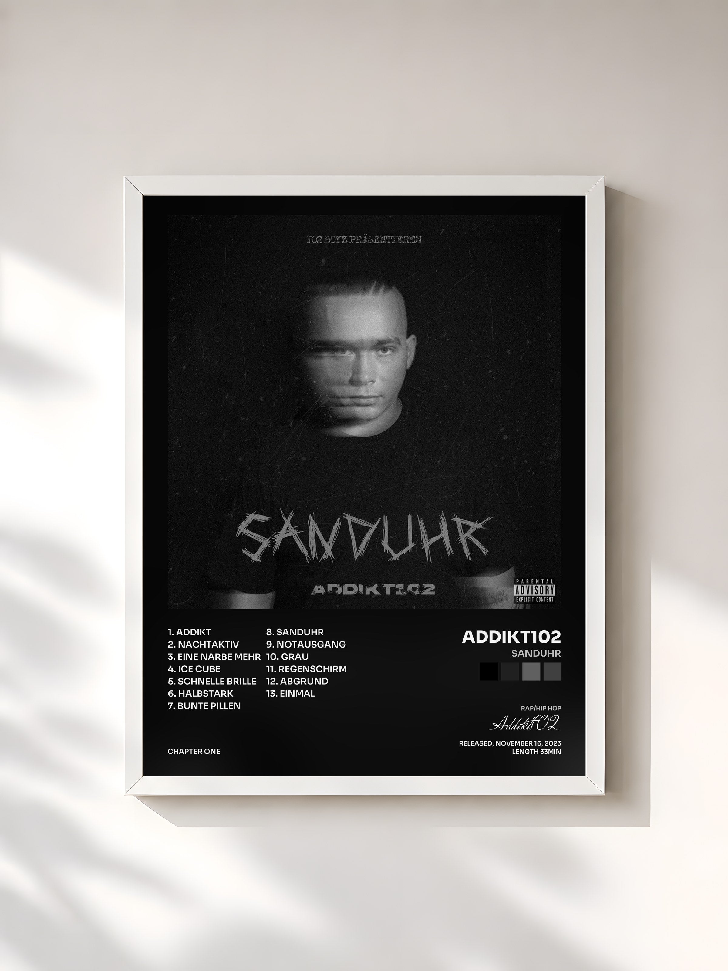 #blanc Tableau de l'album Sanduhr de Addikt102, cadre blanc, imprimé et encadré en France