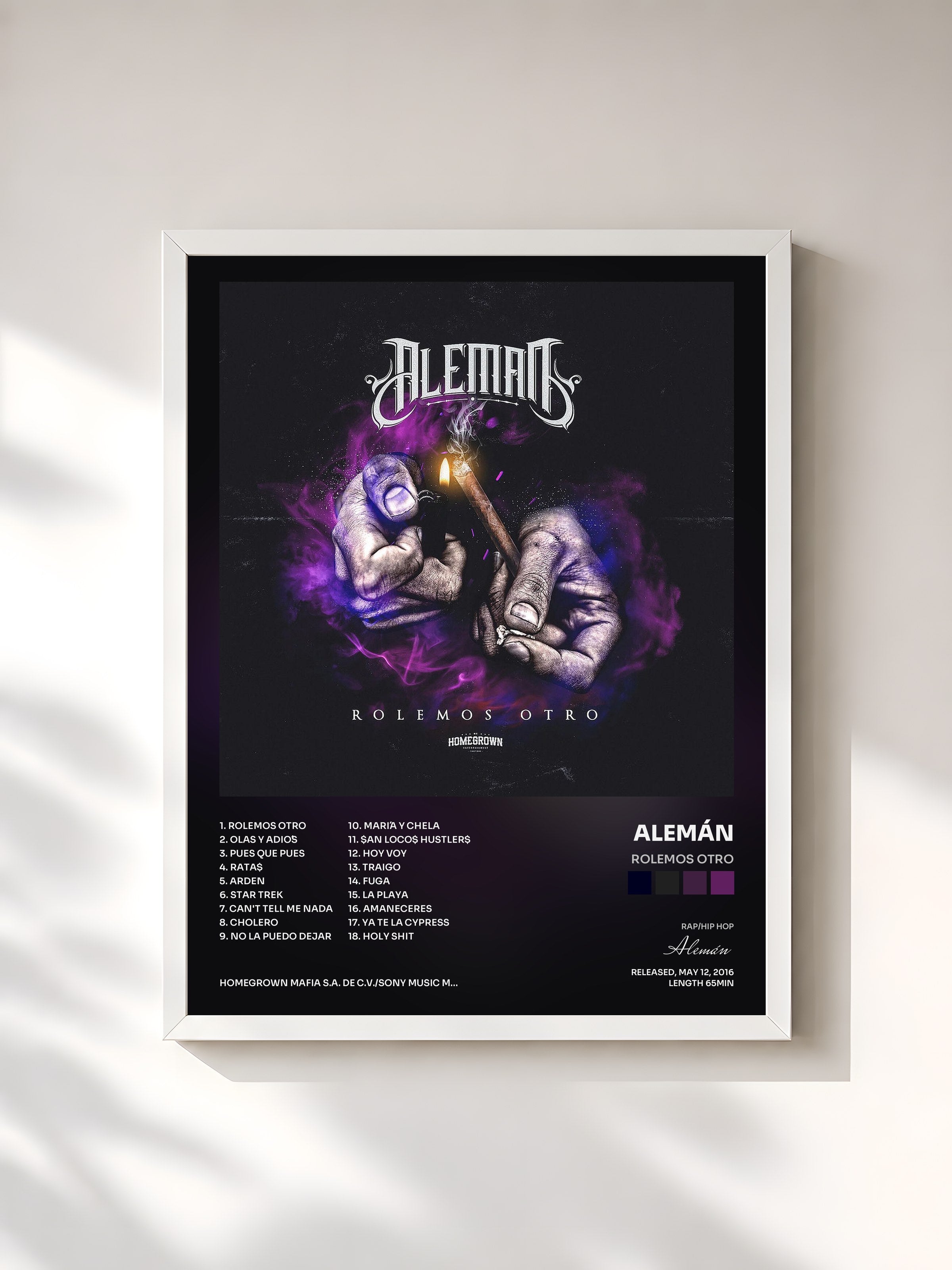 #blanc Tableau de l'album Rolemos Otro de Alemán, cadre blanc, imprimé et encadré en France