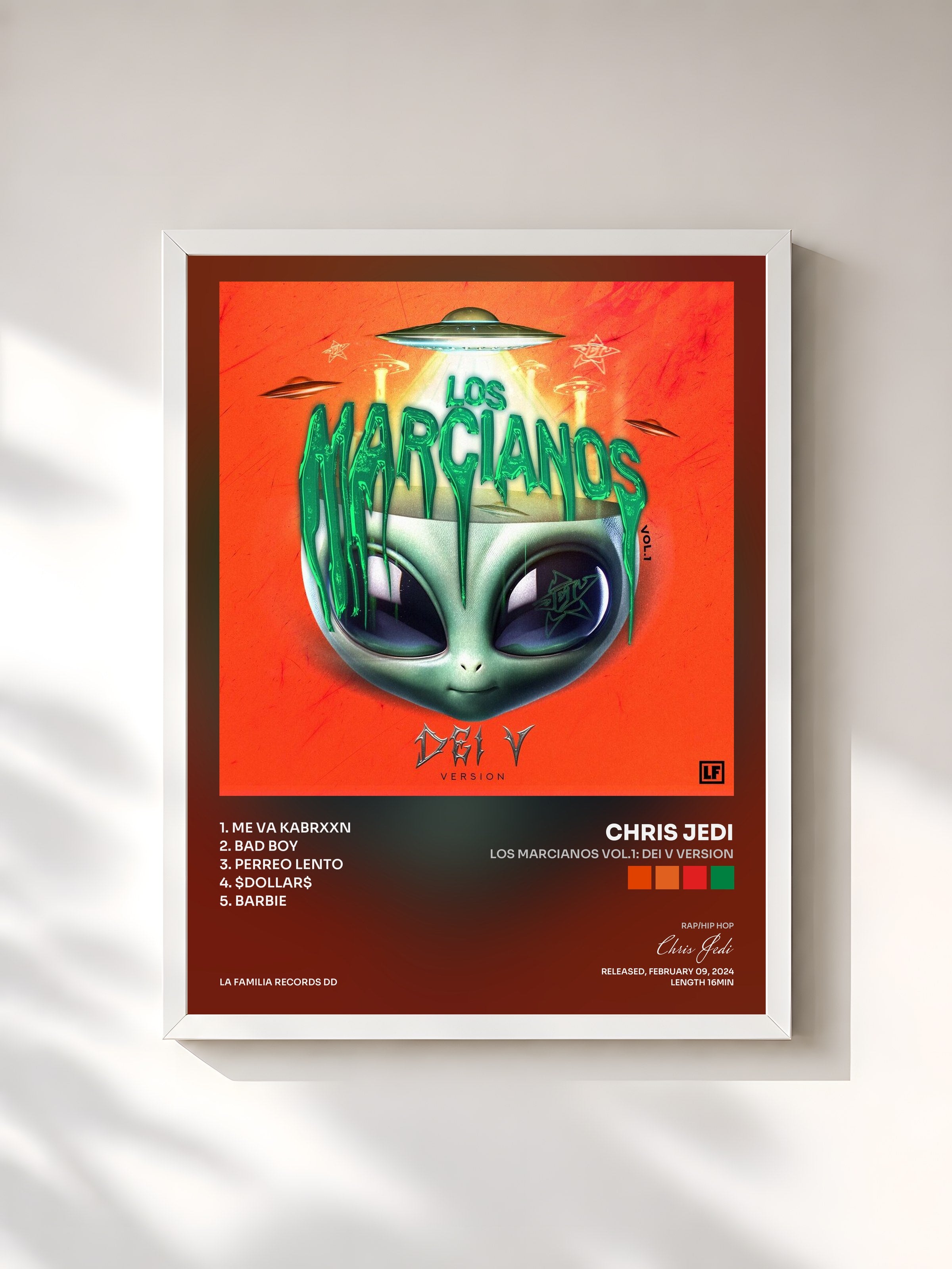 #blanc Tableau de l'album LOS MARCIANOS Vol.1: Dei V Version de Chris Jedi, cadre blanc, imprimé et encadré en France