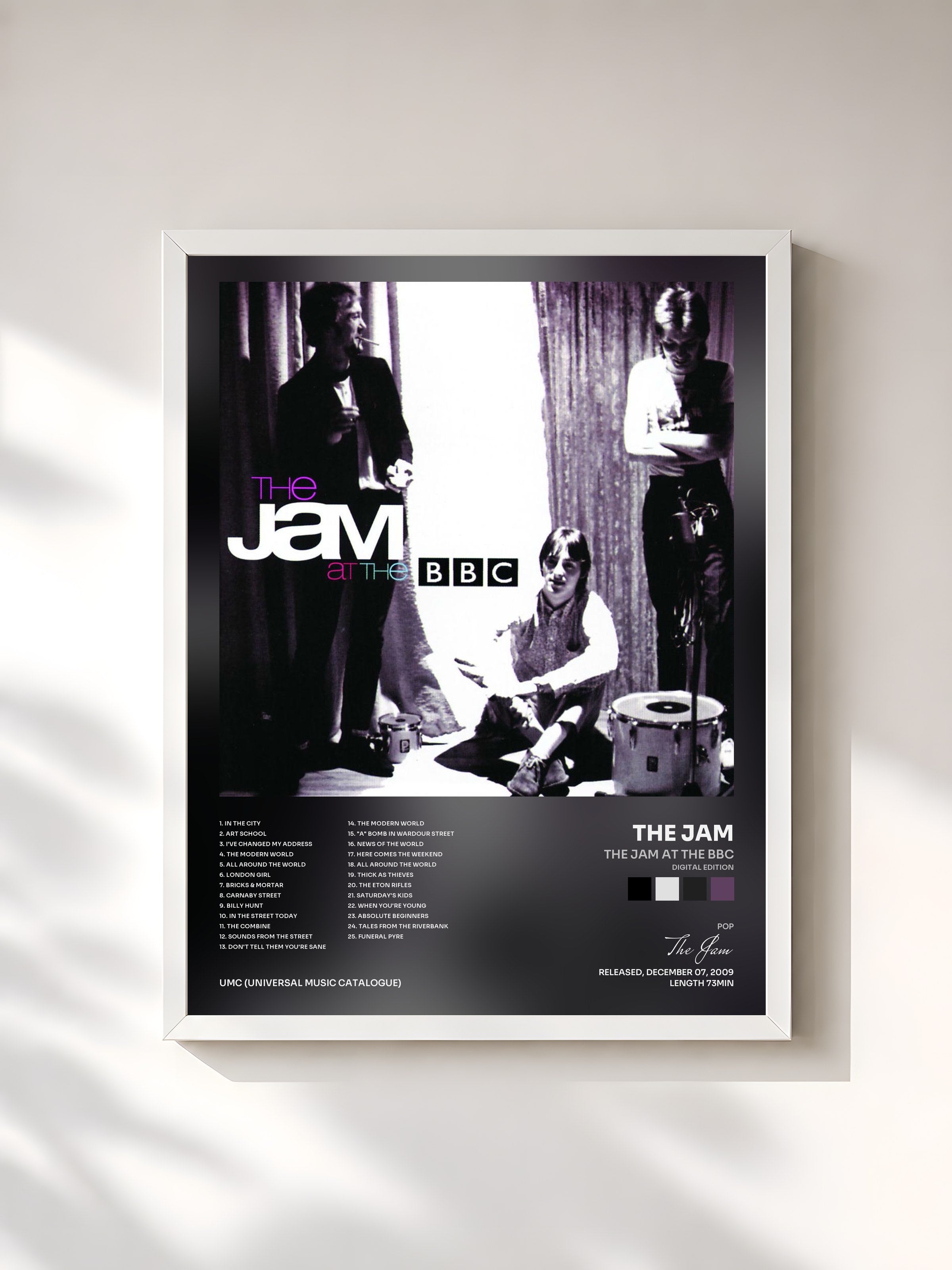 #blanc Tableau de l'album The Jam At The BBC (Digital Edition) de The Jam, cadre blanc, imprimé et encadré en France