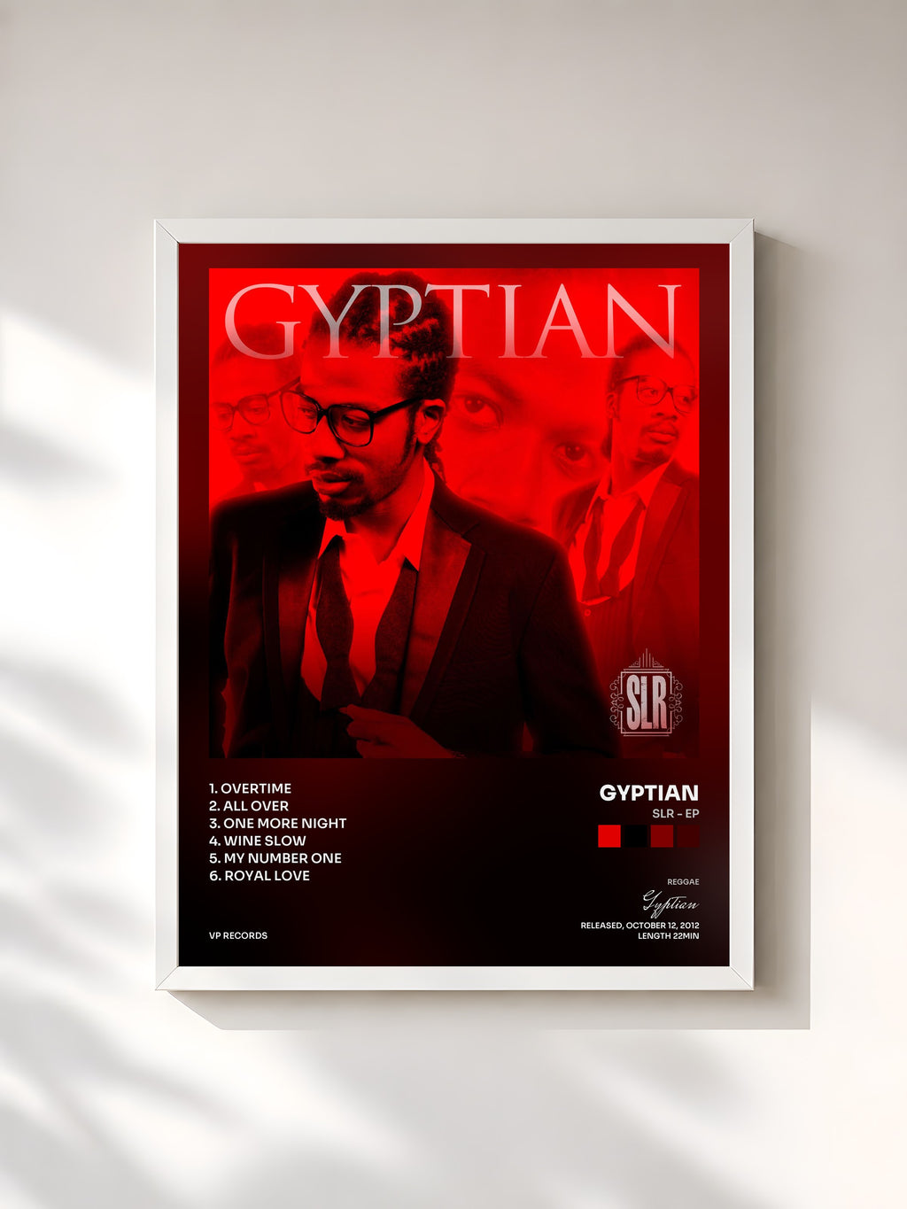 #blanc Tableau de l'album SLR - EP de Gyptian, cadre blanc, imprimé et encadré en France