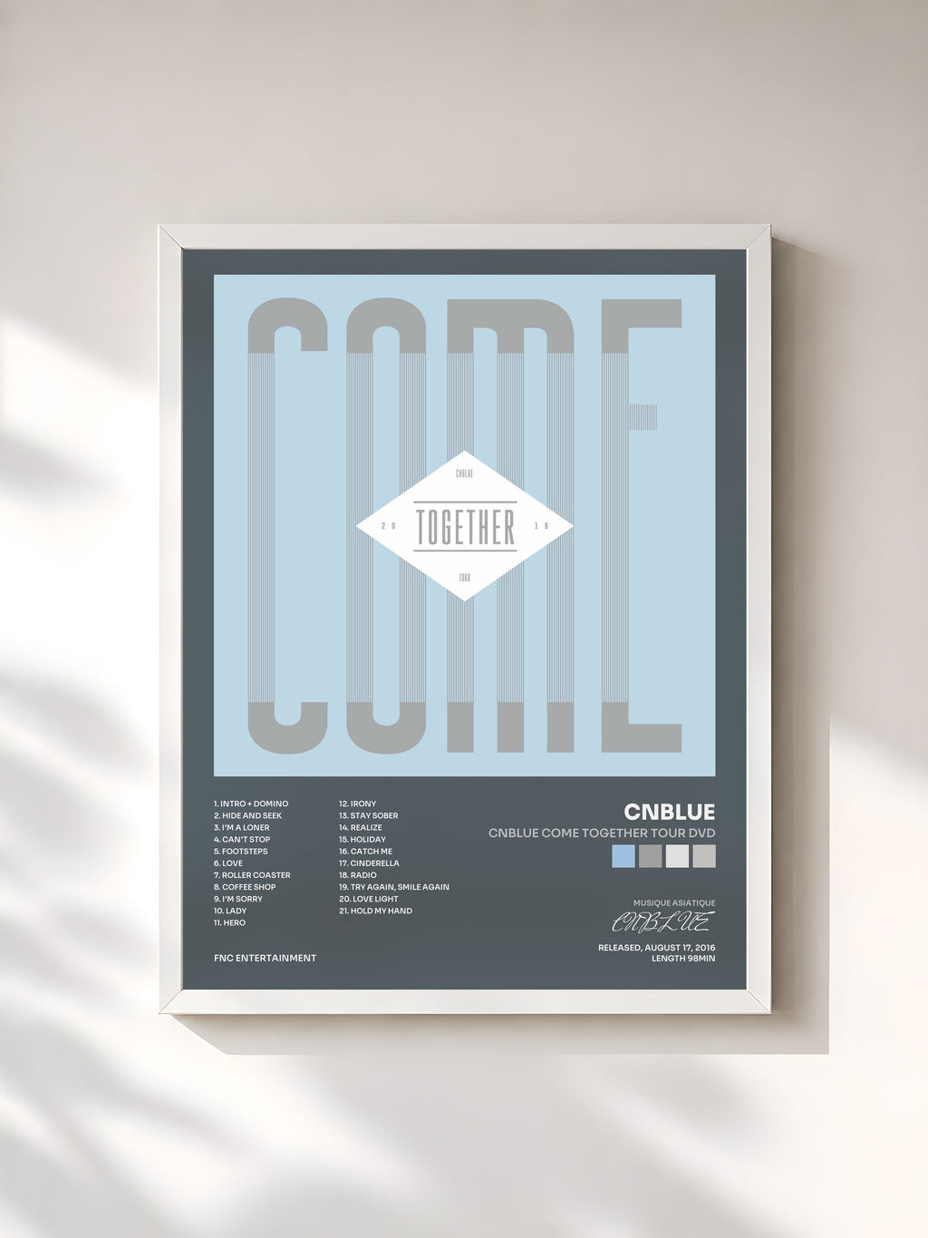 #blanc CNBLUE COME TOGETHER TOUR DVD by CNBLUE as a framed art print, white frame, printed and framed in France