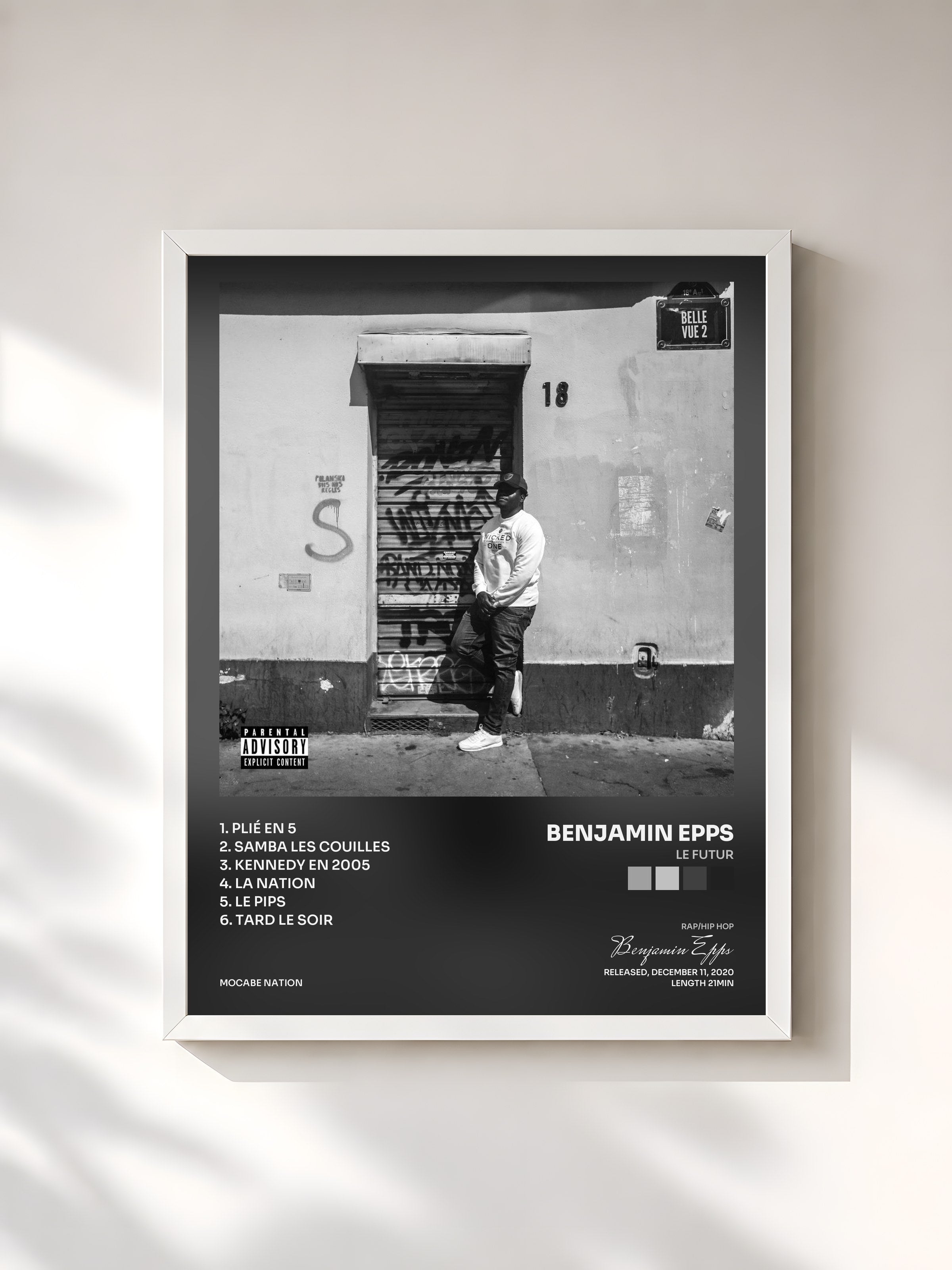 #blanc Tableau de l'album Le futur de Benjamin Epps, cadre blanc, imprimé et encadré en France