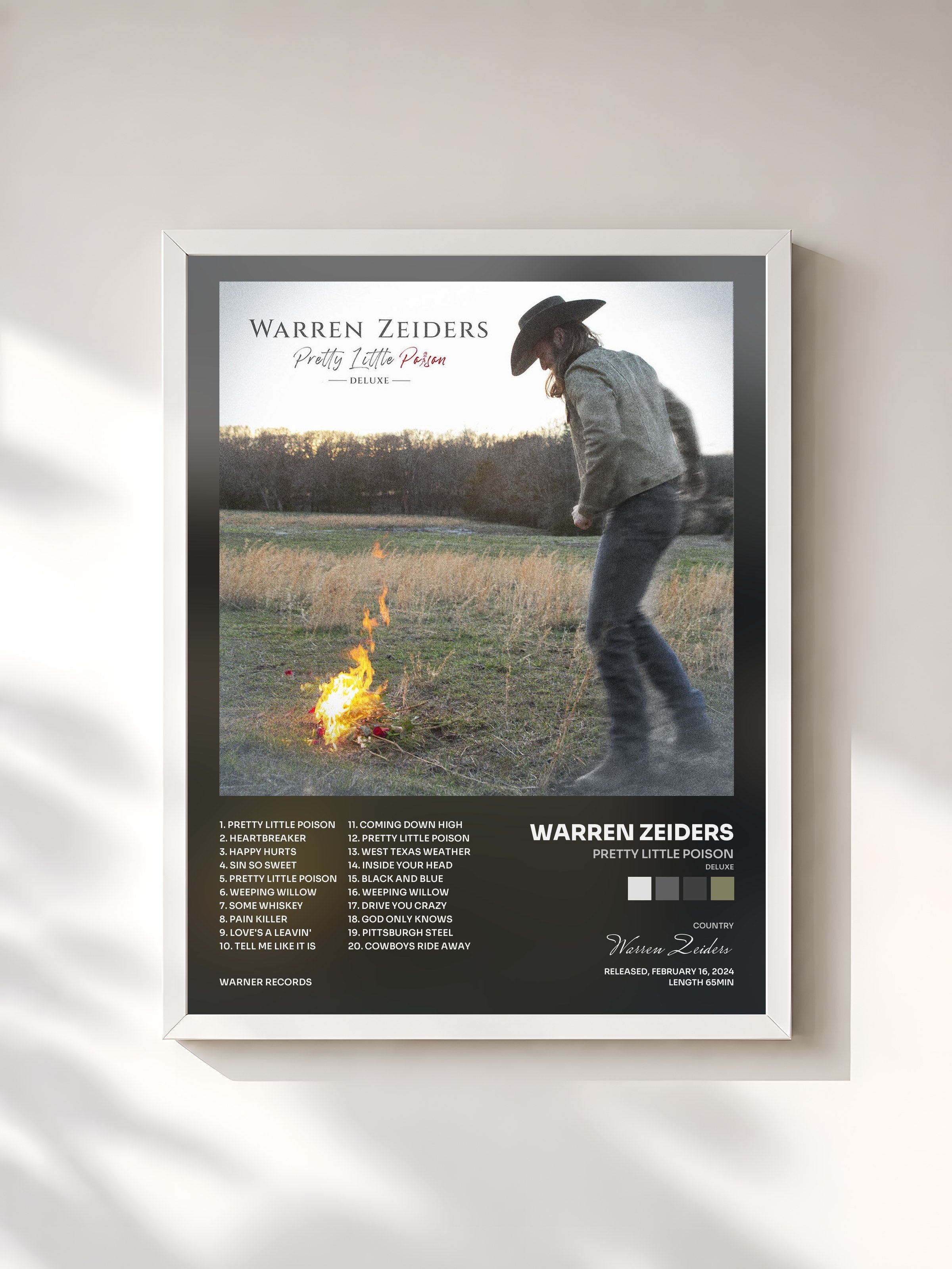#blanc Tableau de l'album Pretty Little Poison (Deluxe) de Warren Zeiders, cadre blanc, imprimé et encadré en France