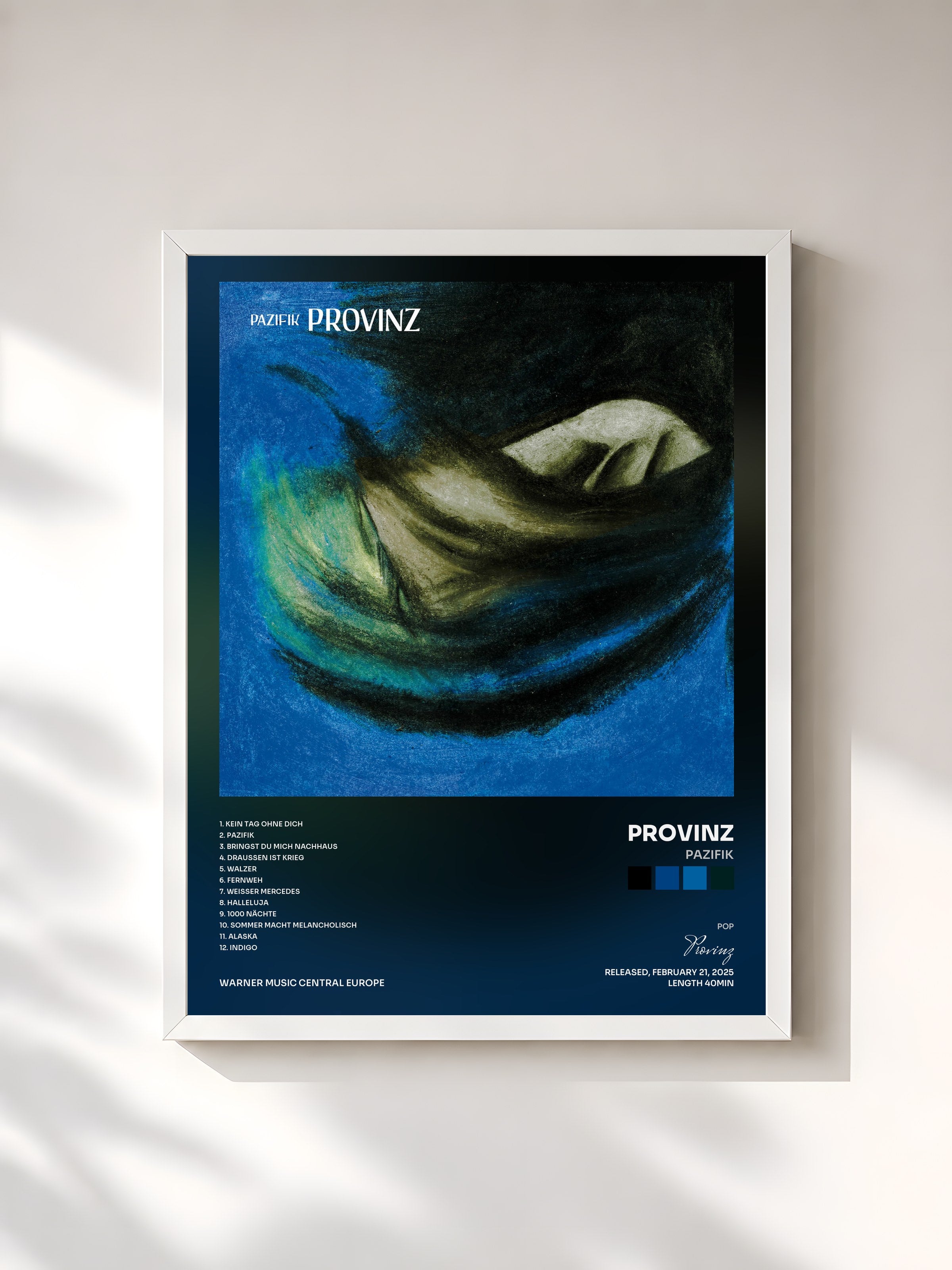 #blanc Tableau de l'album Pazifik de Provinz, cadre blanc, imprimé et encadré en France