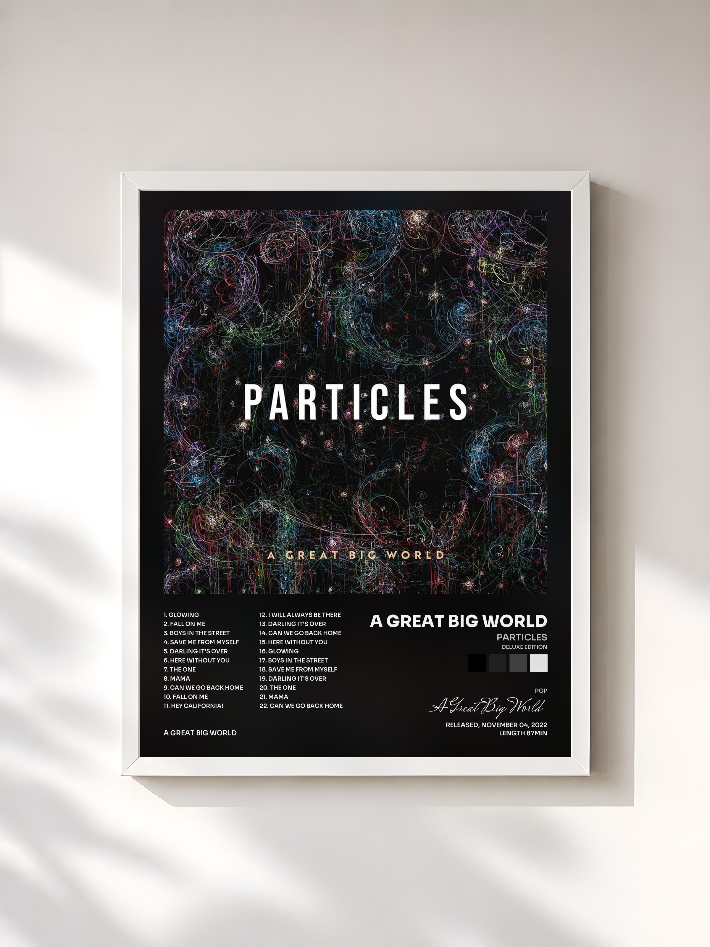 #blanc Tableau de l'album Particles (Deluxe Edition) de A Great Big World, cadre blanc, imprimé et encadré en France