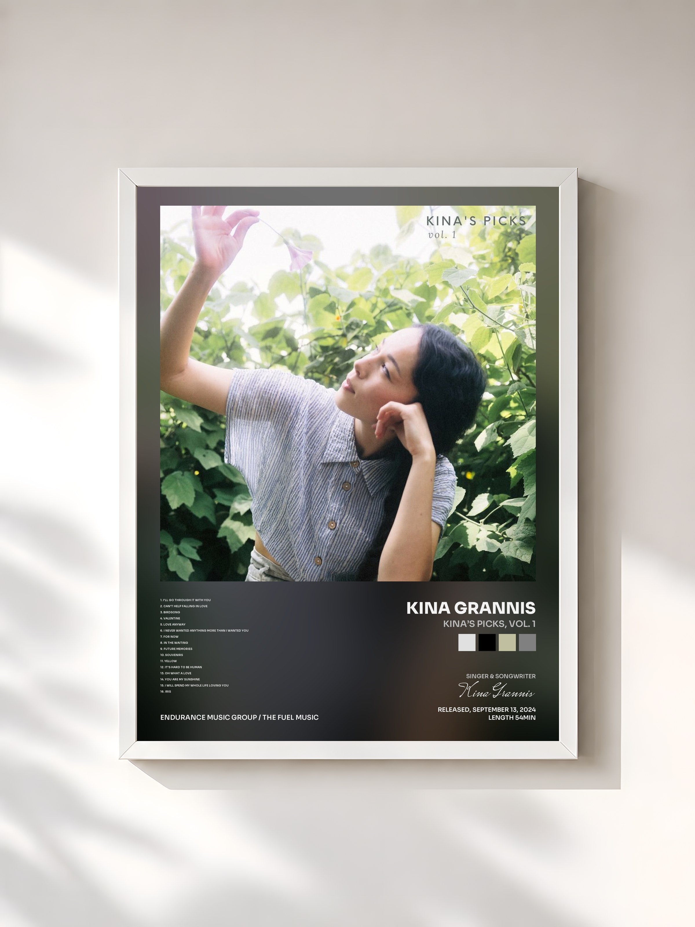 #blanc Tableau de l'album Kina’s Picks, Vol. 1 de Kina Grannis, cadre blanc, imprimé et encadré en France