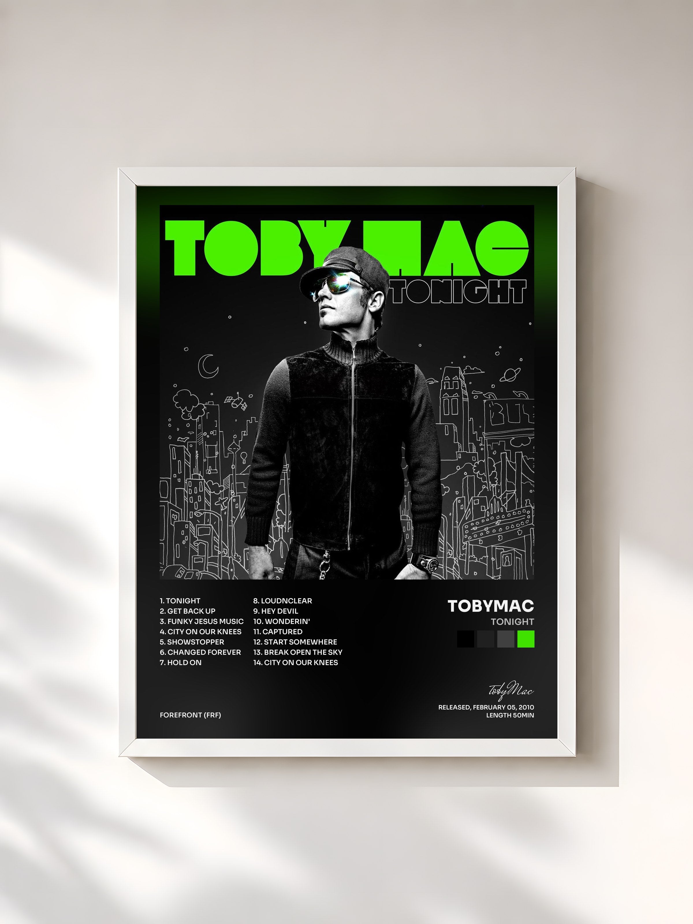 #blanc Tableau de l'album Tonight de tobyMac, cadre blanc, imprimé et encadré en France