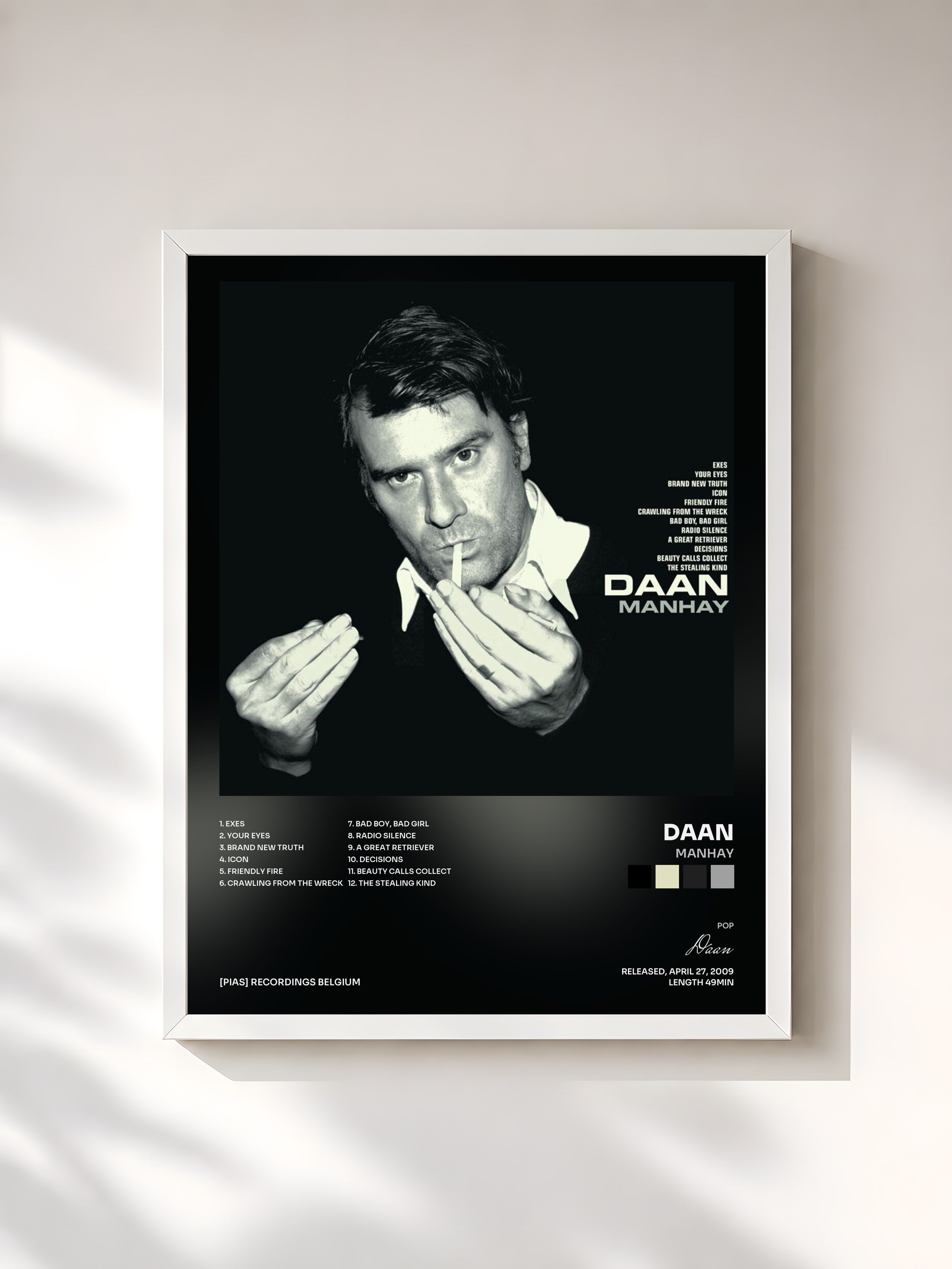 #blanc Tableau de l'album Manhay de Daan, cadre blanc, imprimé et encadré en France