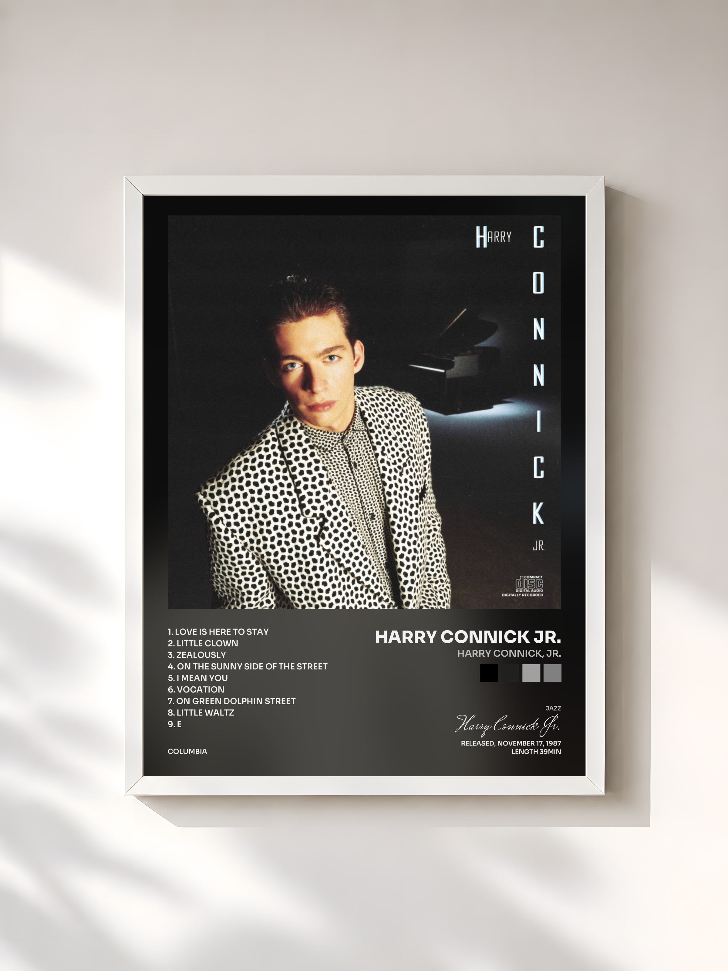#blanc Tableau de l'album Harry Connick, Jr. de Harry Connick Jr., cadre blanc, imprimé et encadré en France