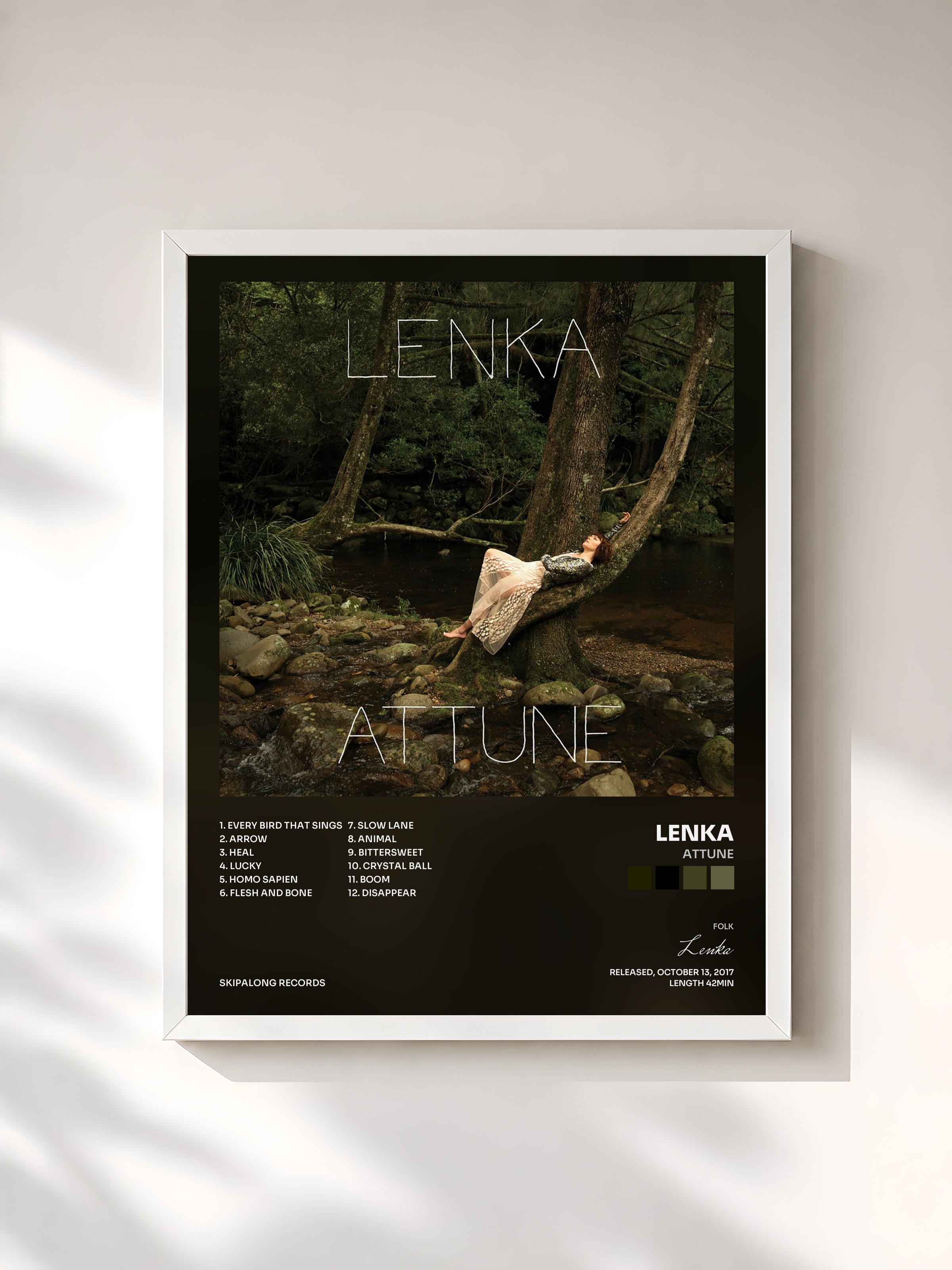 #blanc Tableau de l'album Attune de Lenka, cadre blanc, imprimé et encadré en France
