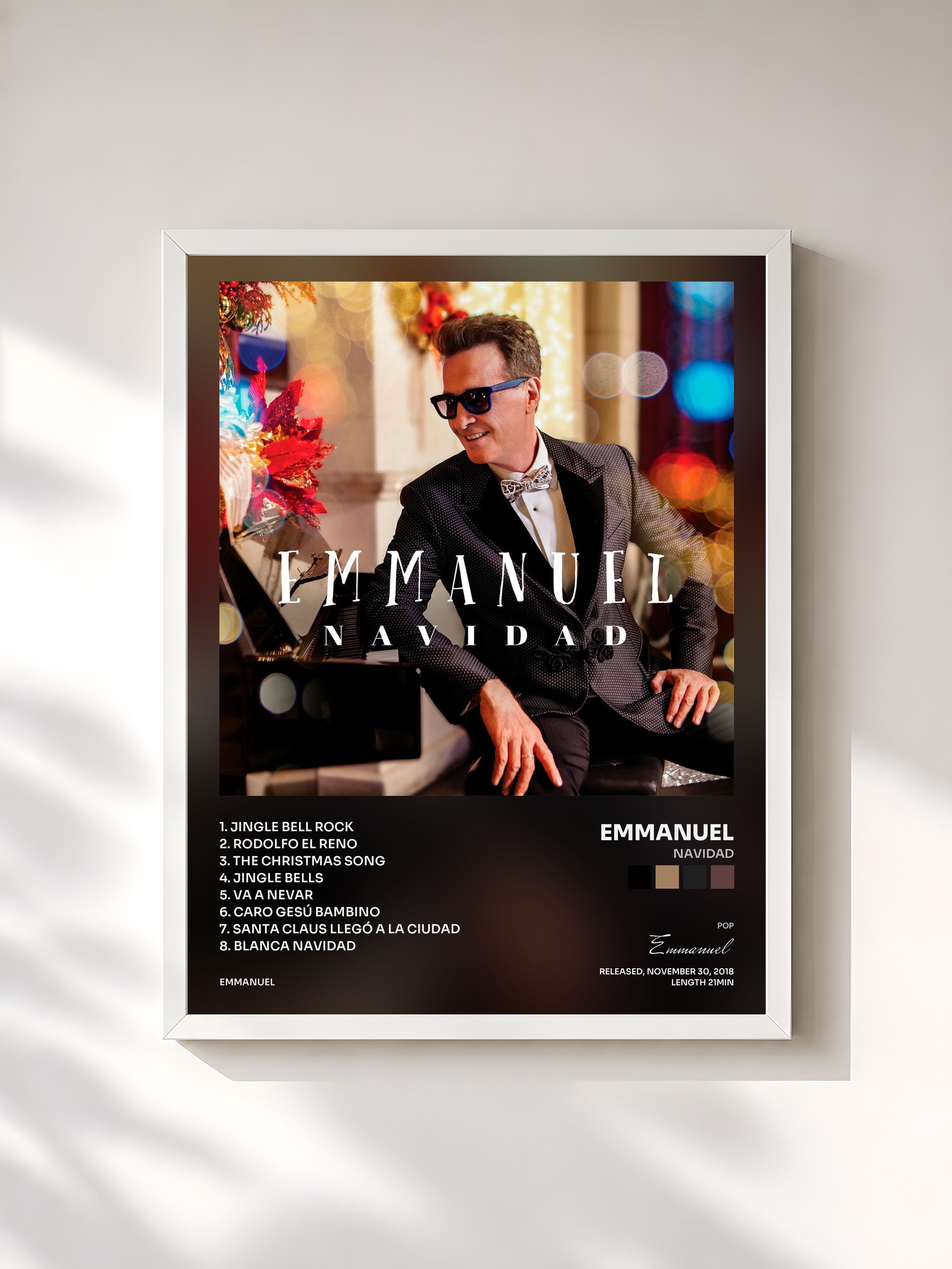 #blanc Tableau de l'album Navidad de Emmanuel, cadre blanc, imprimé et encadré en France