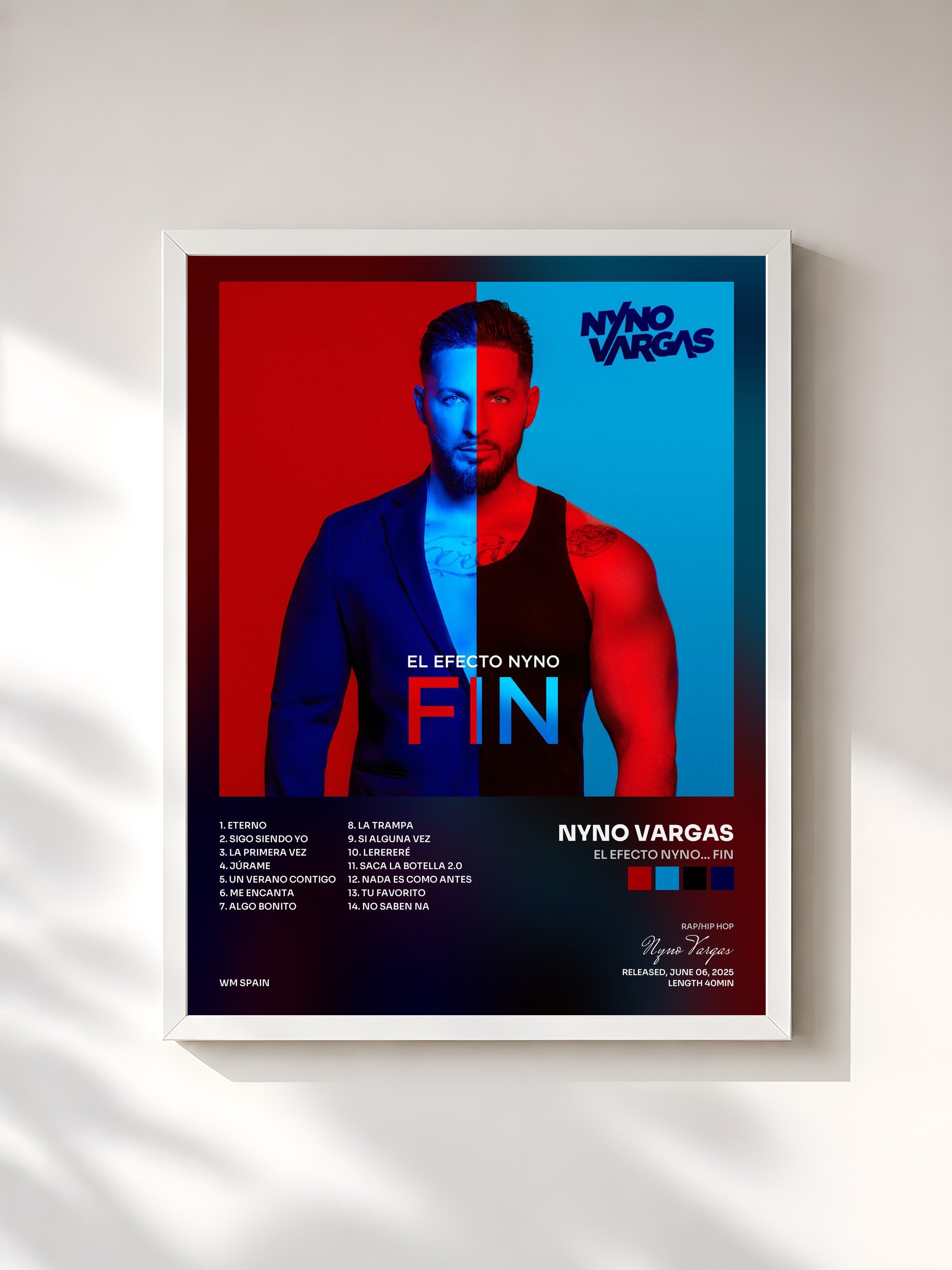 #blanc Tableau de l'album El Efecto Nyno... Fin de Nyno Vargas, cadre blanc, imprimé et encadré en France