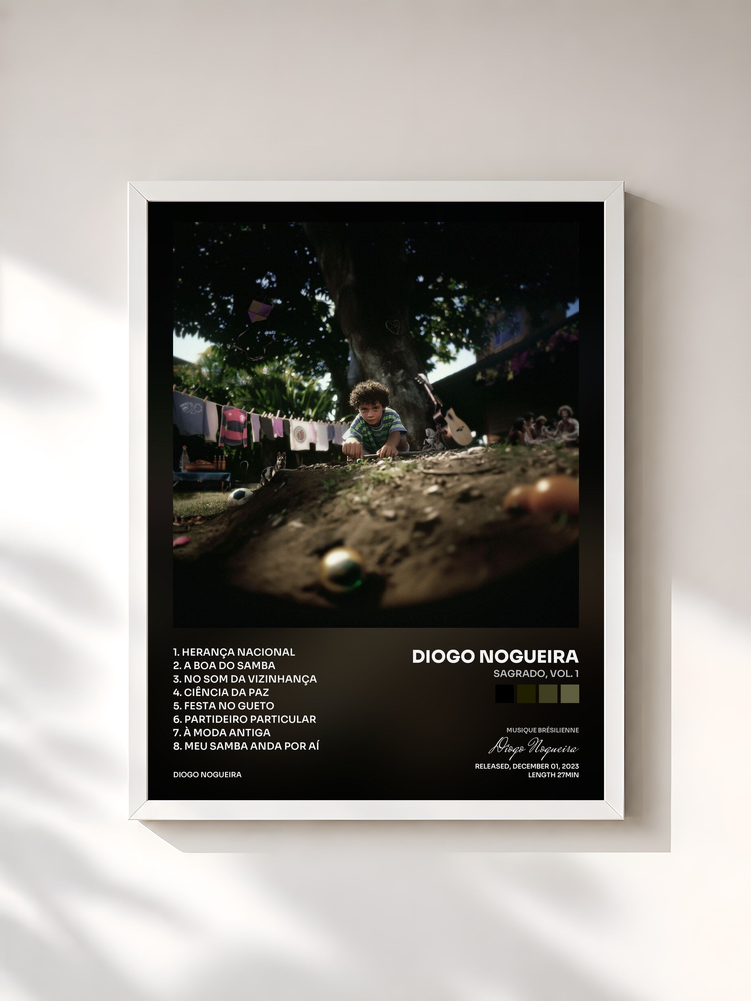 #blanc Tableau de l'album SAGRADO, Vol. 1 de Diogo Nogueira, cadre blanc, imprimé et encadré en France