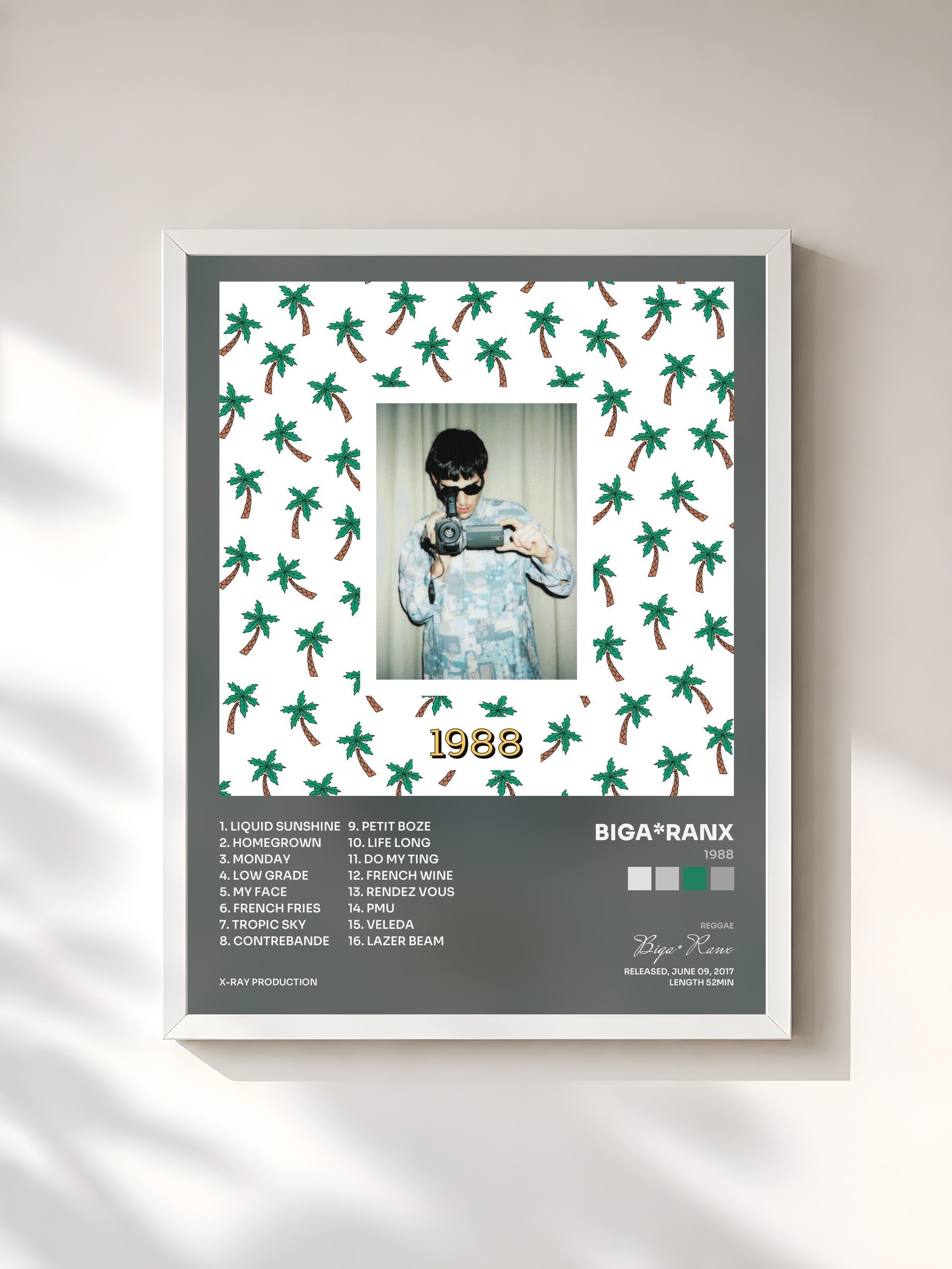 #blanc Tableau de l'album 1988 de Biga*Ranx, cadre blanc, imprimé et encadré en France