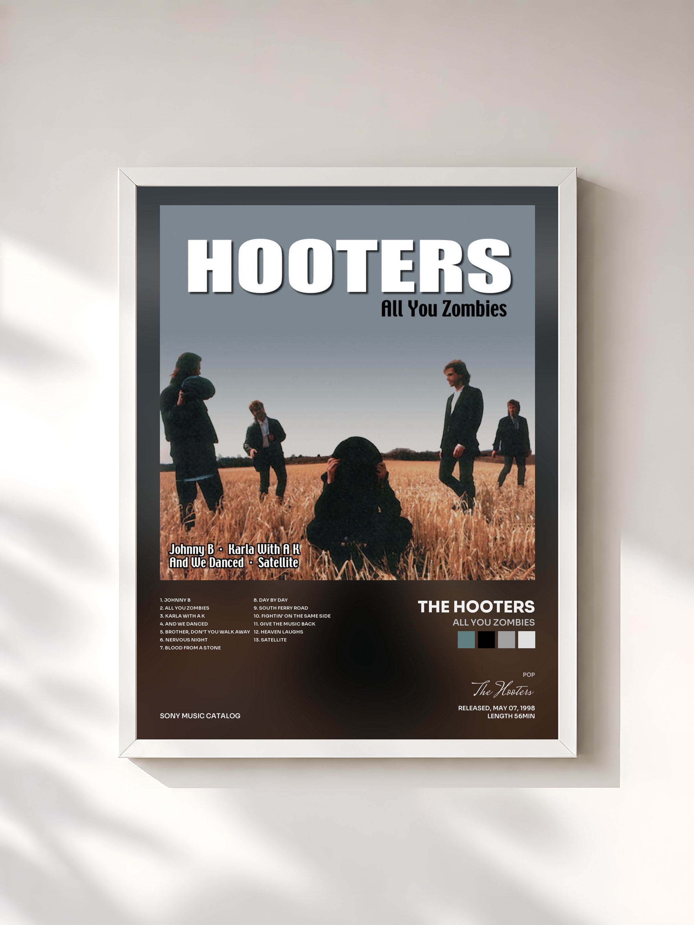 #blanc Tableau de l'album All You Zombies de The Hooters, cadre blanc, imprimé et encadré en France