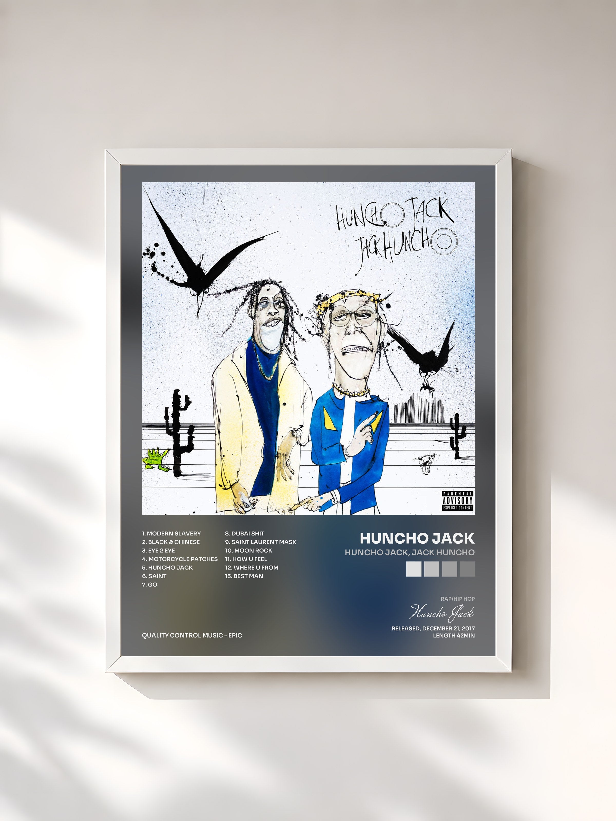 #blanc Tableau de l'album Huncho Jack, Jack Huncho de Huncho Jack, cadre blanc, imprimé et encadré en France