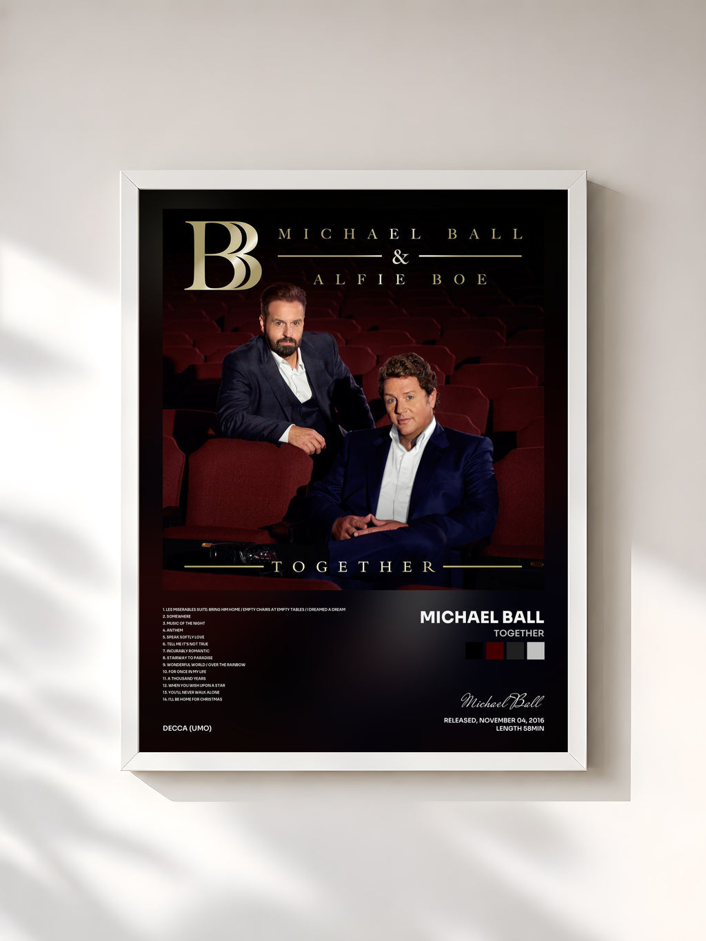#blanc Together by Michael Ball as a framed art print, white frame, printed and framed in France