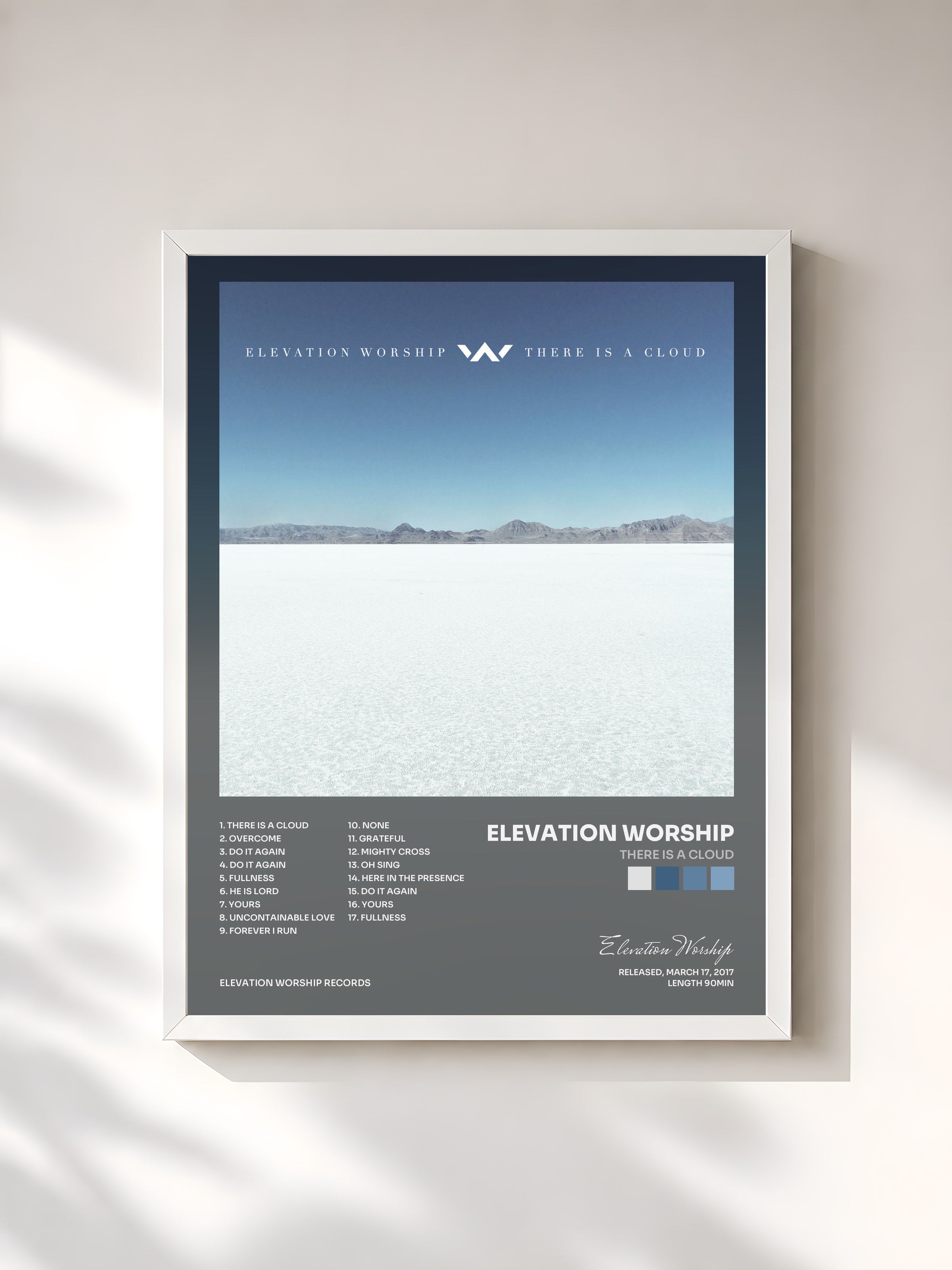 #blanc Tableau de l'album There Is a Cloud de Elevation Worship, cadre blanc, imprimé et encadré en France
