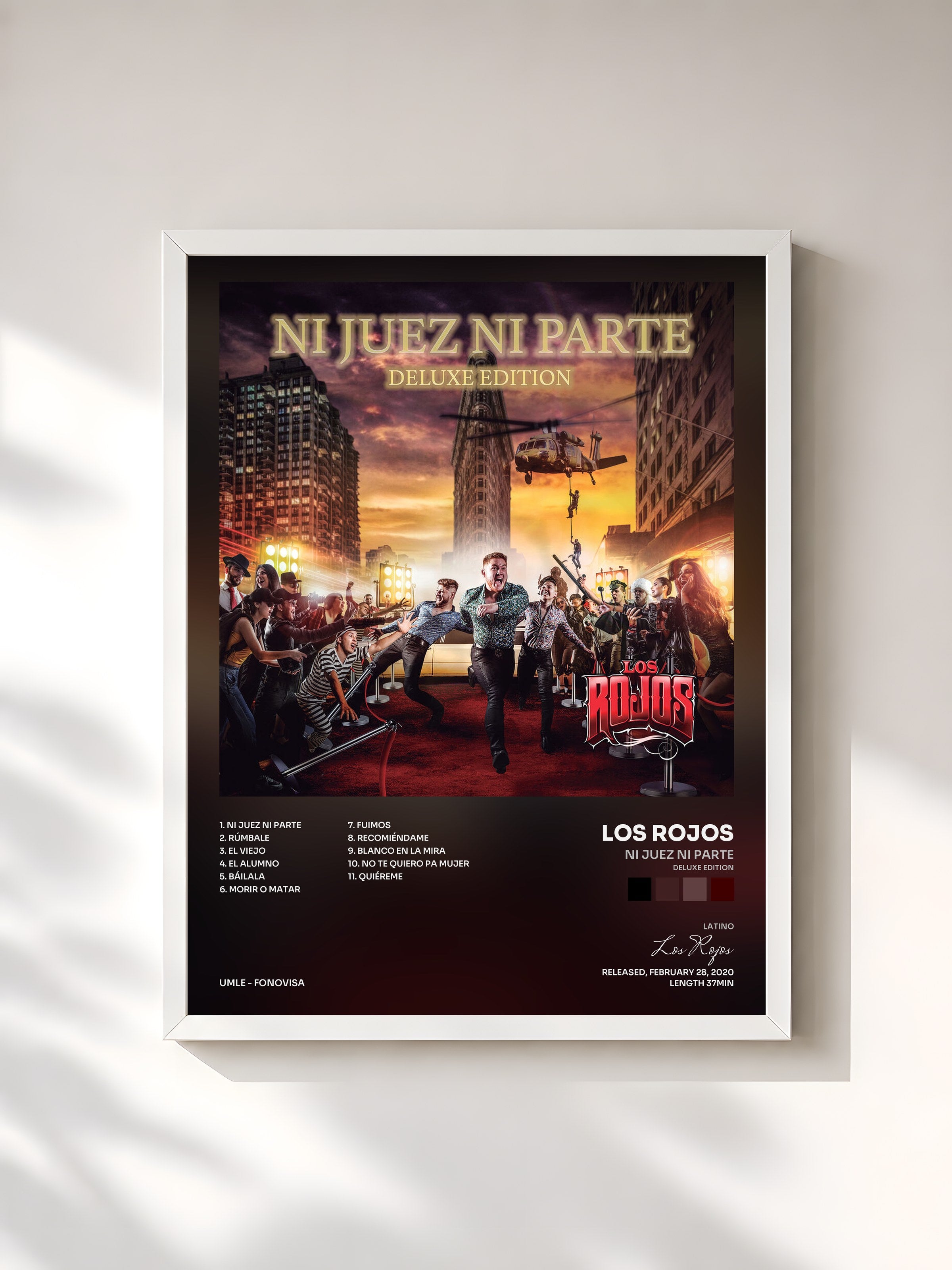#blanc Tableau de l'album Ni Juez Ni Parte (Deluxe Edition) de Los Rojos, cadre blanc, imprimé et encadré en France