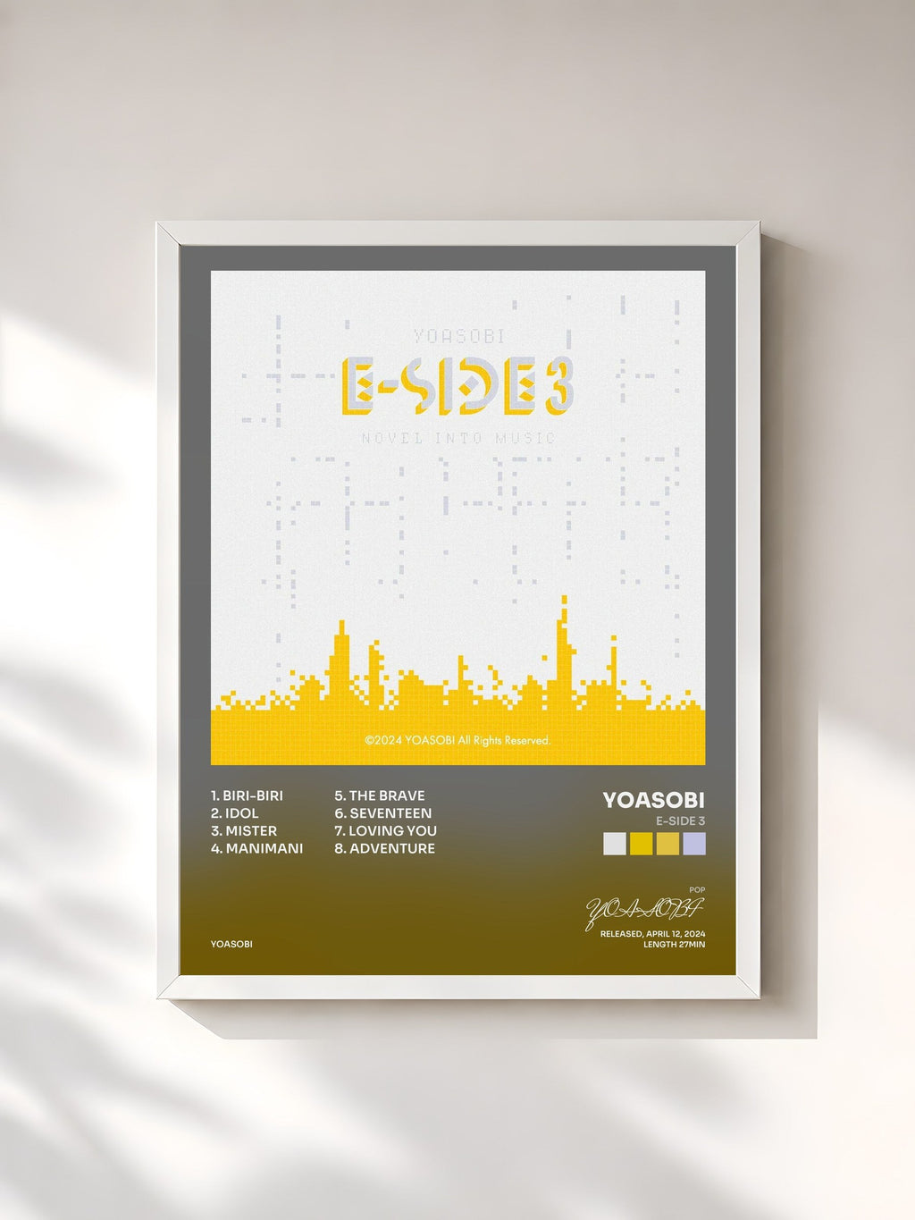 #blanc E-SIDE 3 by YOASOBI as a framed art print, white frame, printed and framed in France