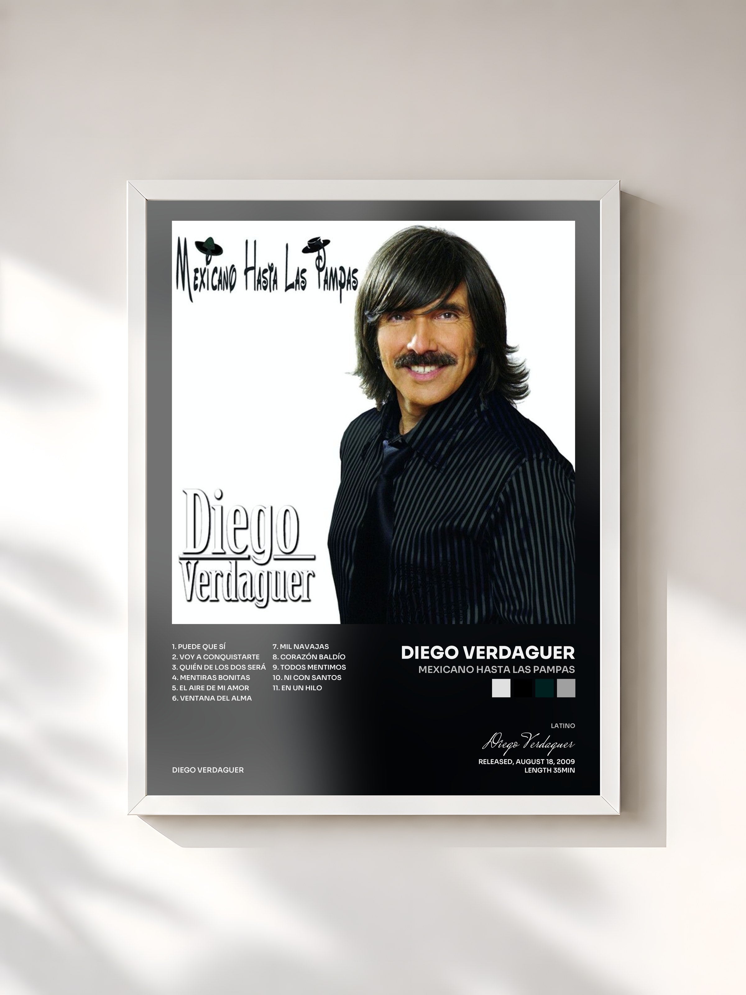 #blanc Tableau de l'album Mexicano Hasta Las Pampas de Diego Verdaguer, cadre blanc, imprimé et encadré en France