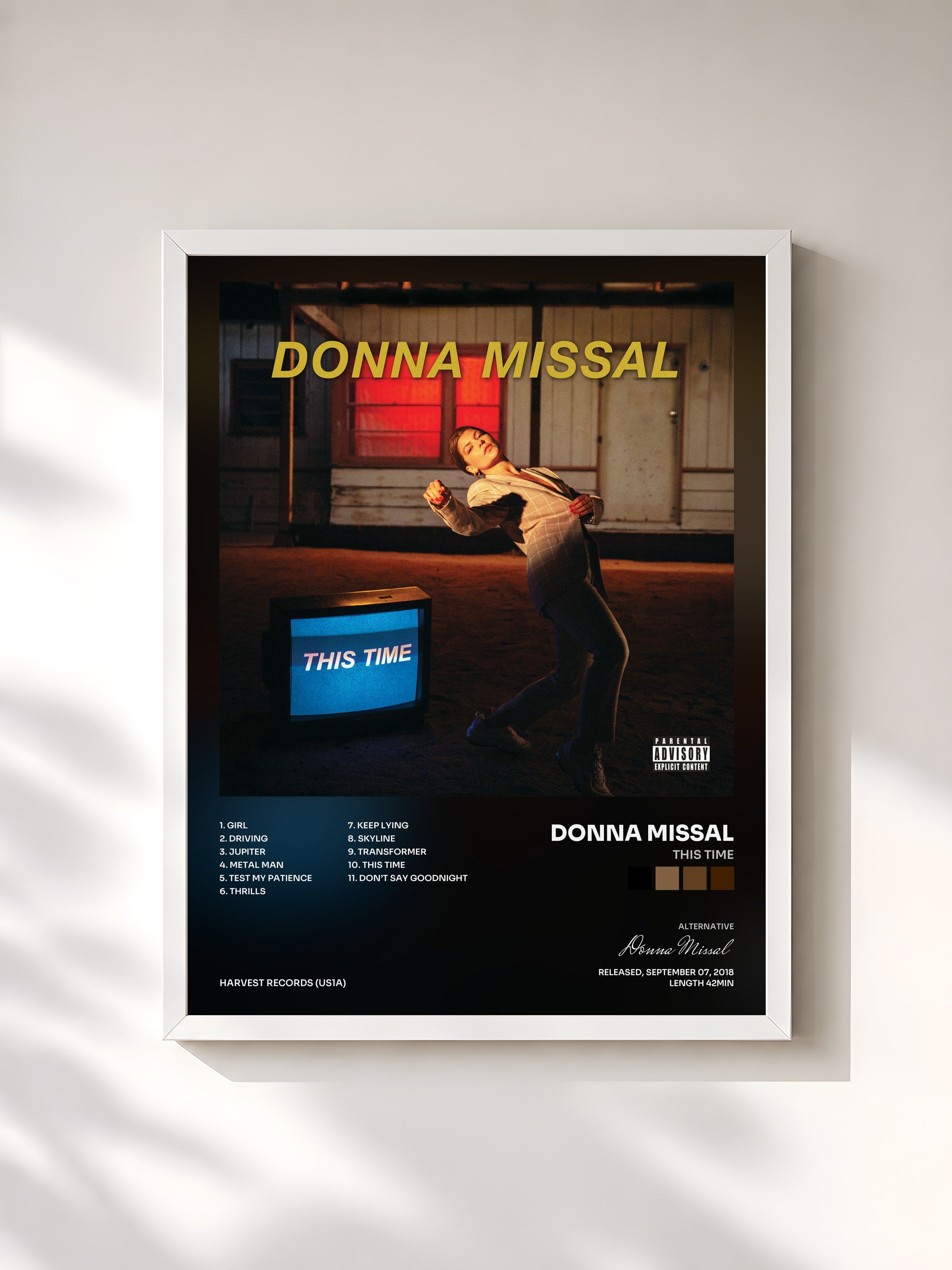 #blanc Tableau de l'album This Time de Donna Missal, cadre blanc, imprimé et encadré en France