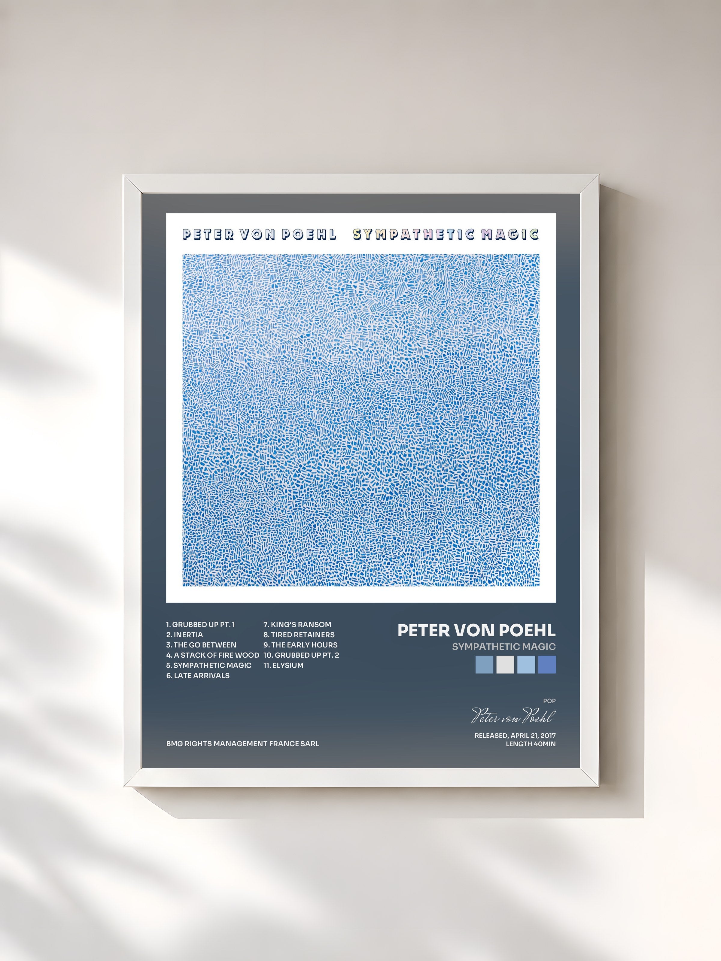 #blanc Tableau de l'album Sympathetic Magic de Peter von Poehl, cadre blanc, imprimé et encadré en France
