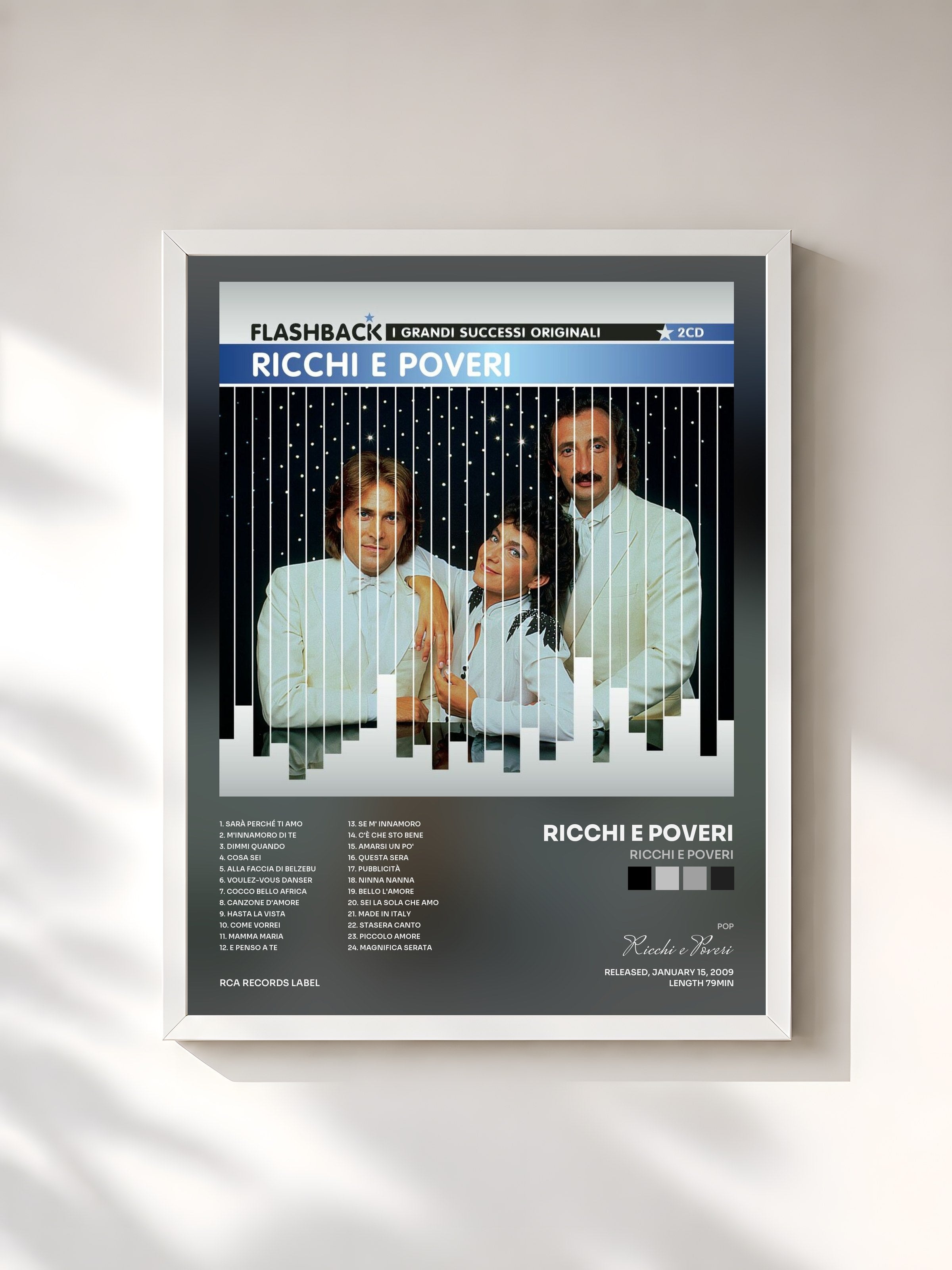 #blanc Tableau de l'album Ricchi e Poveri de Ricchi e Poveri, cadre blanc, imprimé et encadré en France