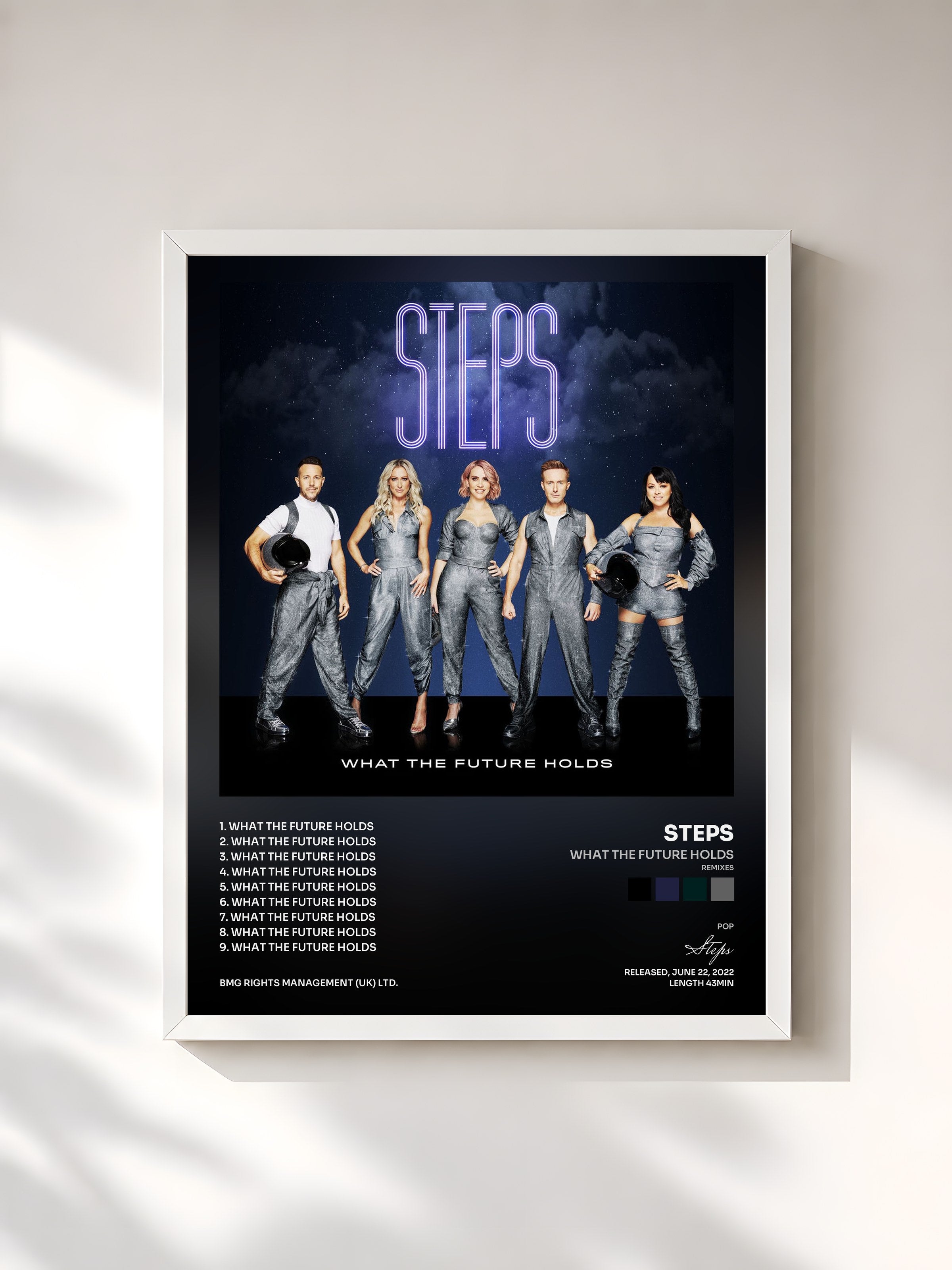 #blanc Tableau de l'album What the Future Holds (Remixes) de Steps, cadre blanc, imprimé et encadré en France