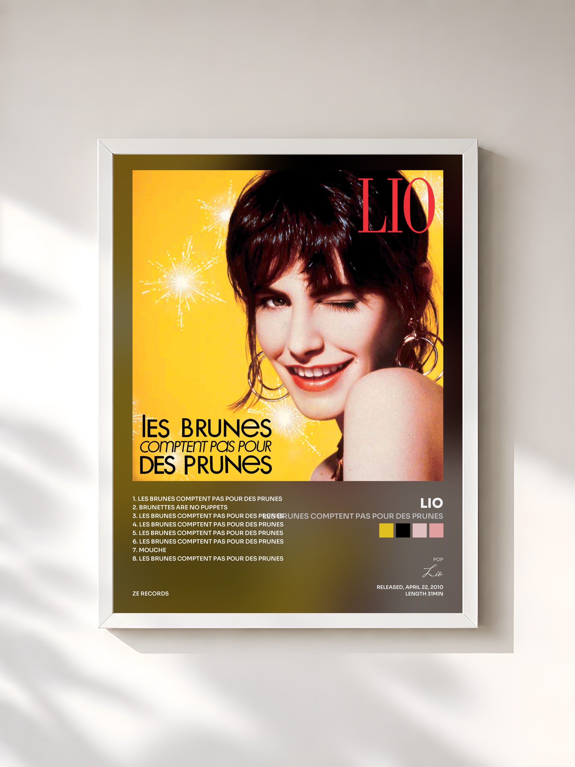 #blanc Tableau de l'album Les brunes comptent pas pour des prunes de Lio, cadre blanc, imprimé et encadré en France