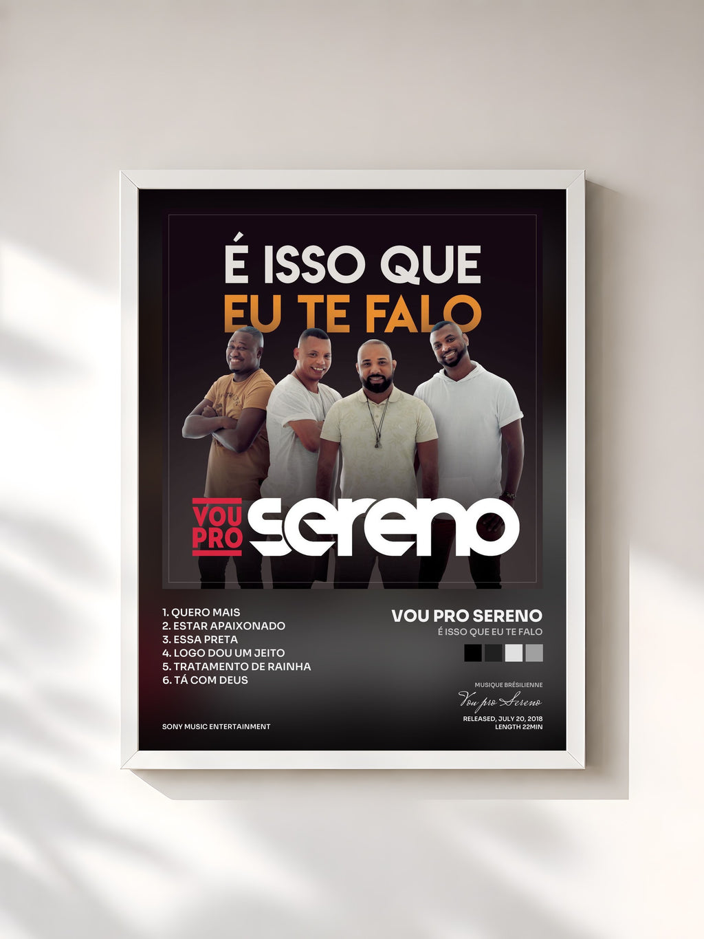 #blanc Tableau de l'album É Isso que Eu Te Falo de Vou pro Sereno, cadre blanc, imprimé et encadré en France