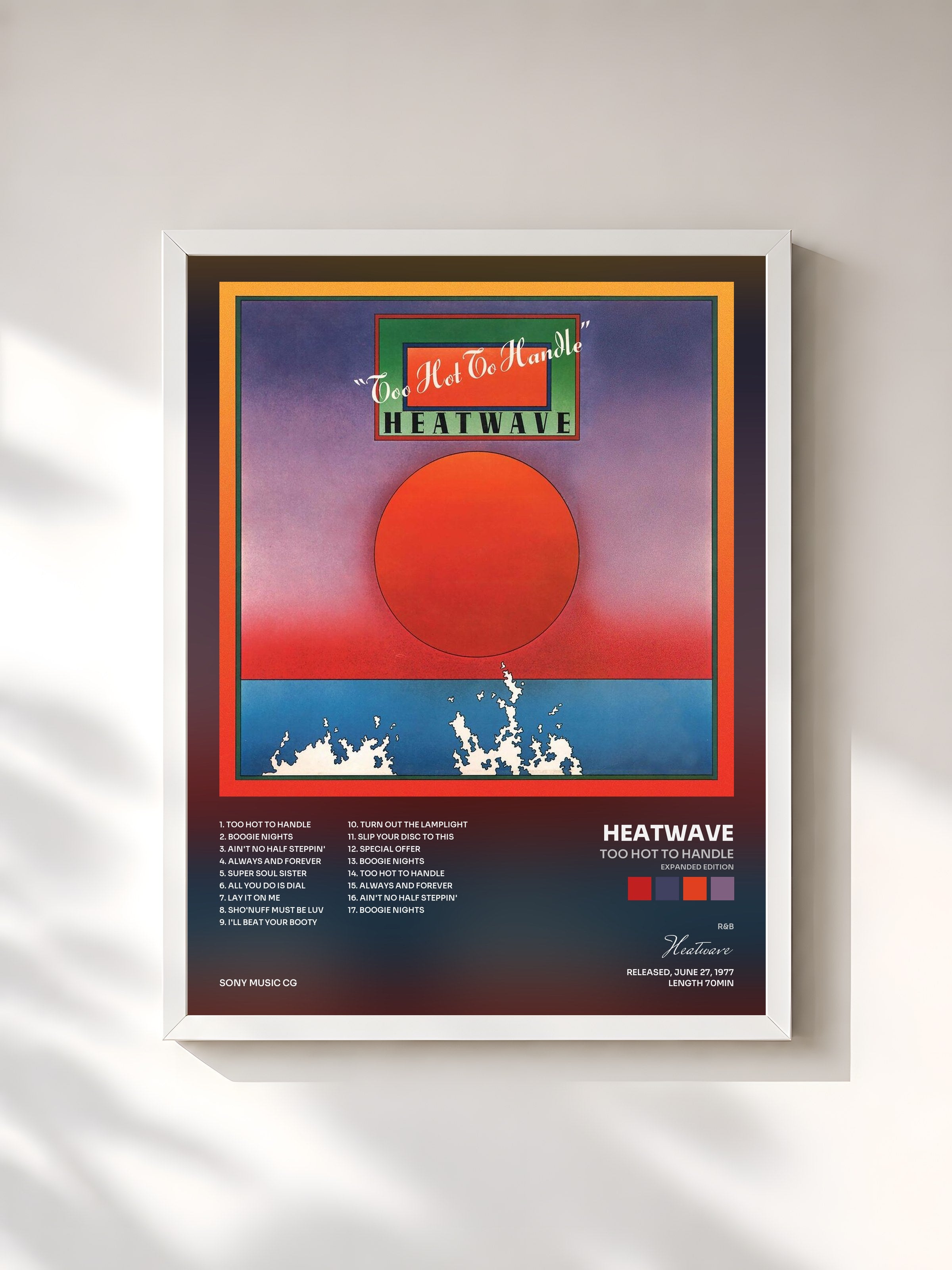 #blanc Tableau de l'album Too Hot to Handle (Expanded Edition) de Heatwave, cadre blanc, imprimé et encadré en France