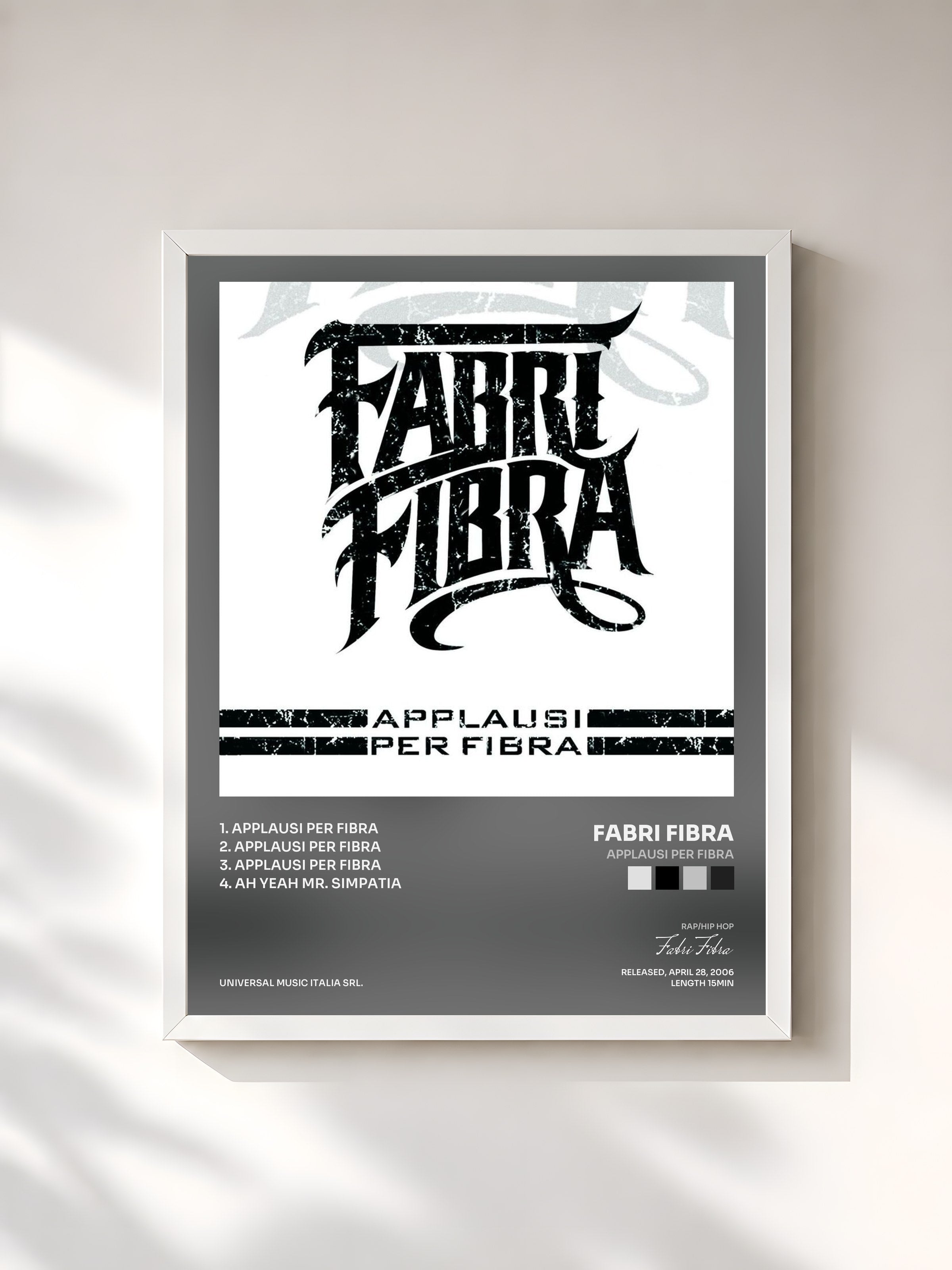 #blanc Tableau de l'album Applausi Per Fibra de Fabri Fibra, cadre blanc, imprimé et encadré en France