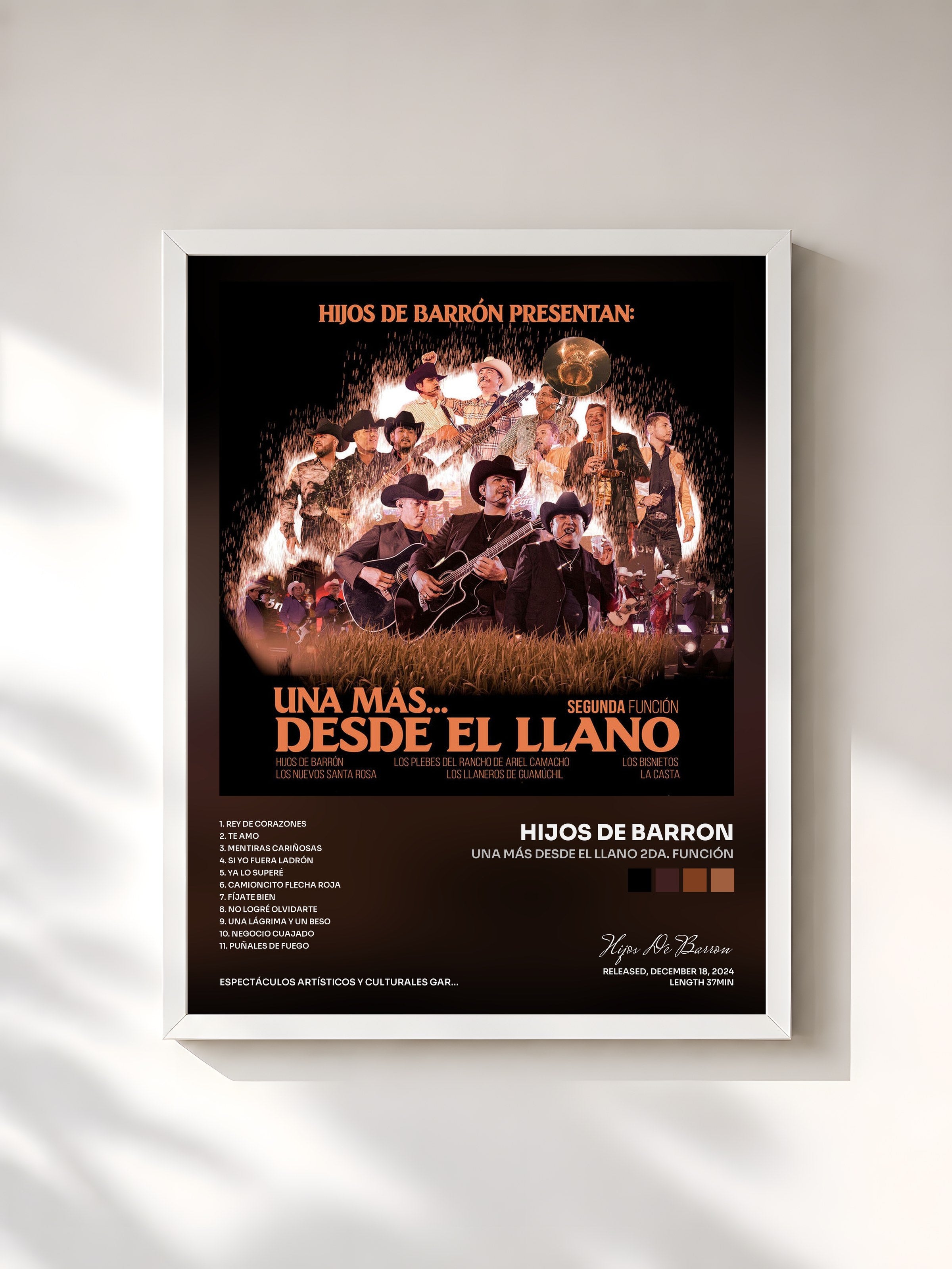 #blanc Tableau de l'album Una Más Desde el Llano 2da. Función de Hijos De Barron, cadre blanc, imprimé et encadré en France
