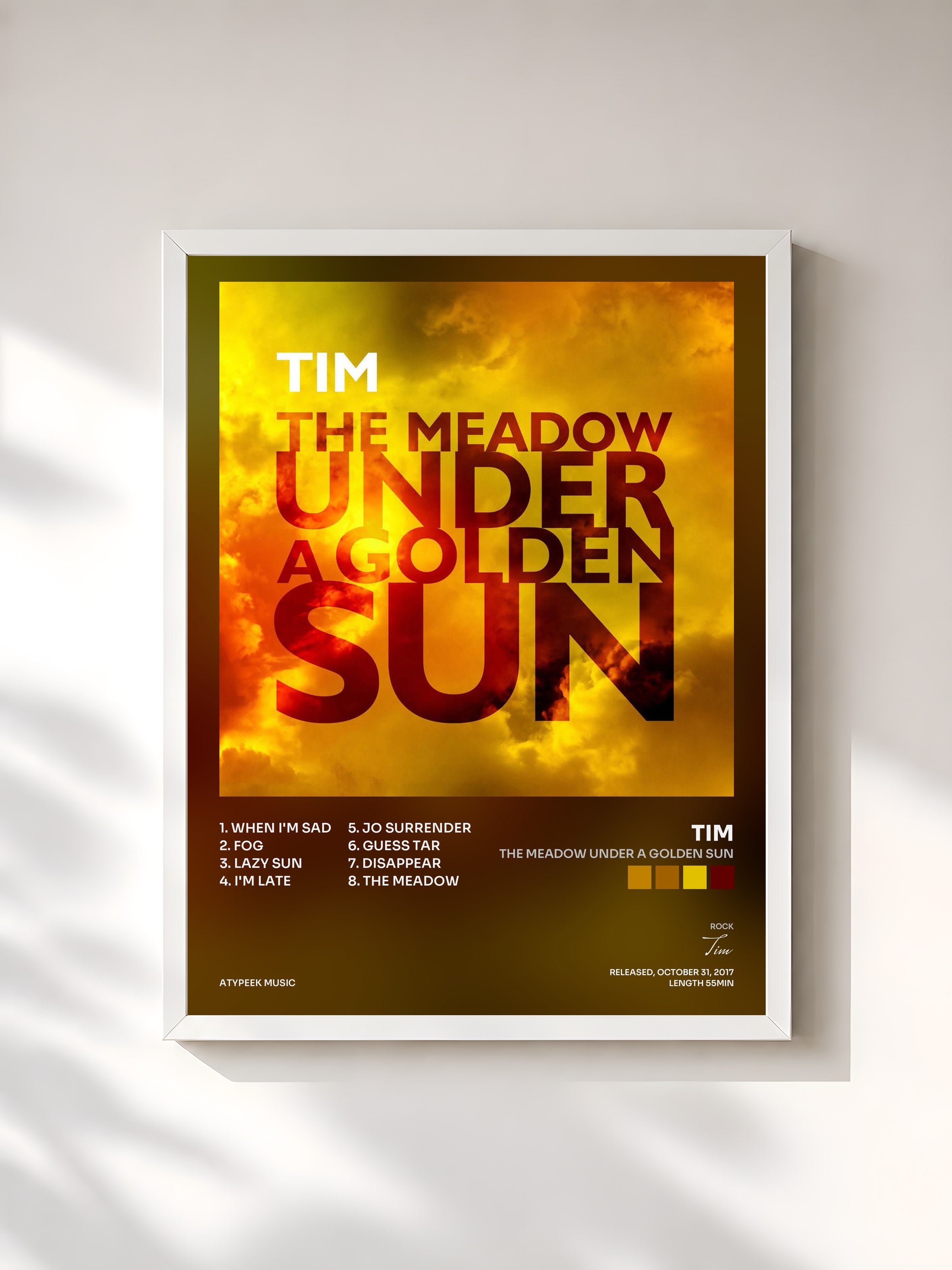 #blanc Tableau de l'album The Meadow Under a Golden Sun de Tim, cadre blanc, imprimé et encadré en France