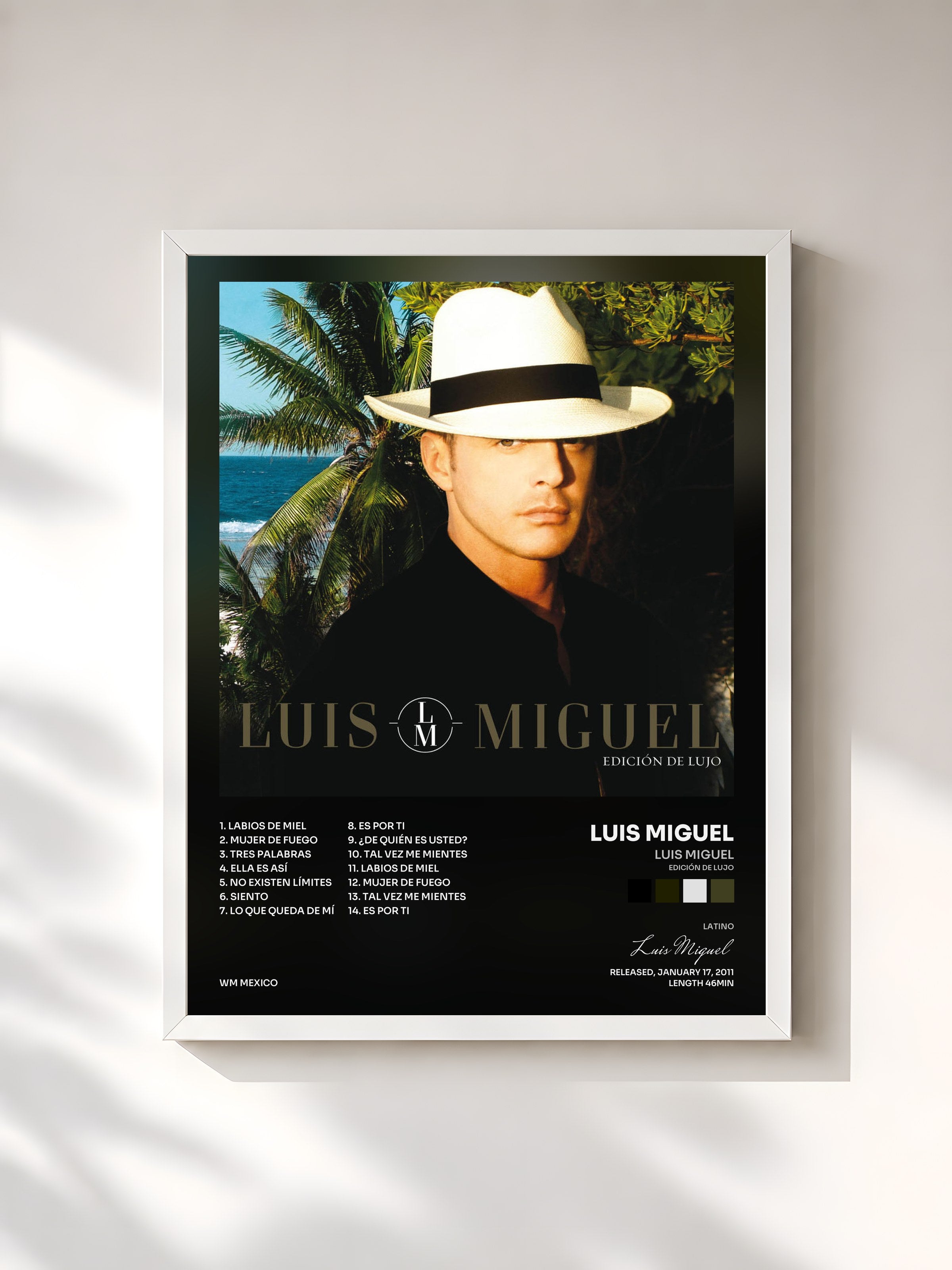 #blanc Tableau de l'album Luis Miguel (Edición De Lujo) de Luis Miguel, cadre blanc, imprimé et encadré en France