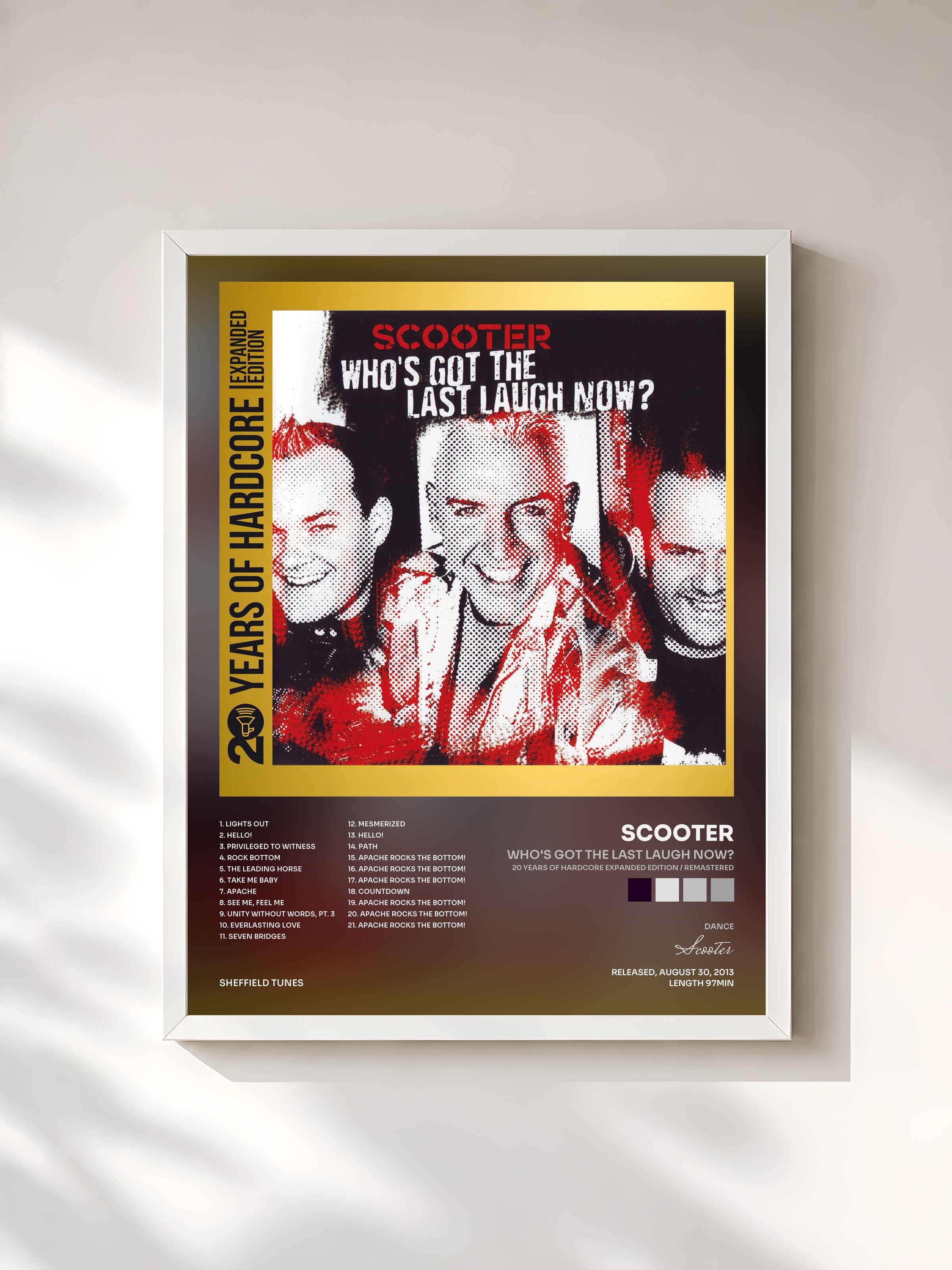 #blanc Tableau de l'album Who's Got The Last Laugh Now? (20 Years Of Hardcore Expanded Edition / Remastered) de Scooter, cadre blanc, imprimé et encadré en France