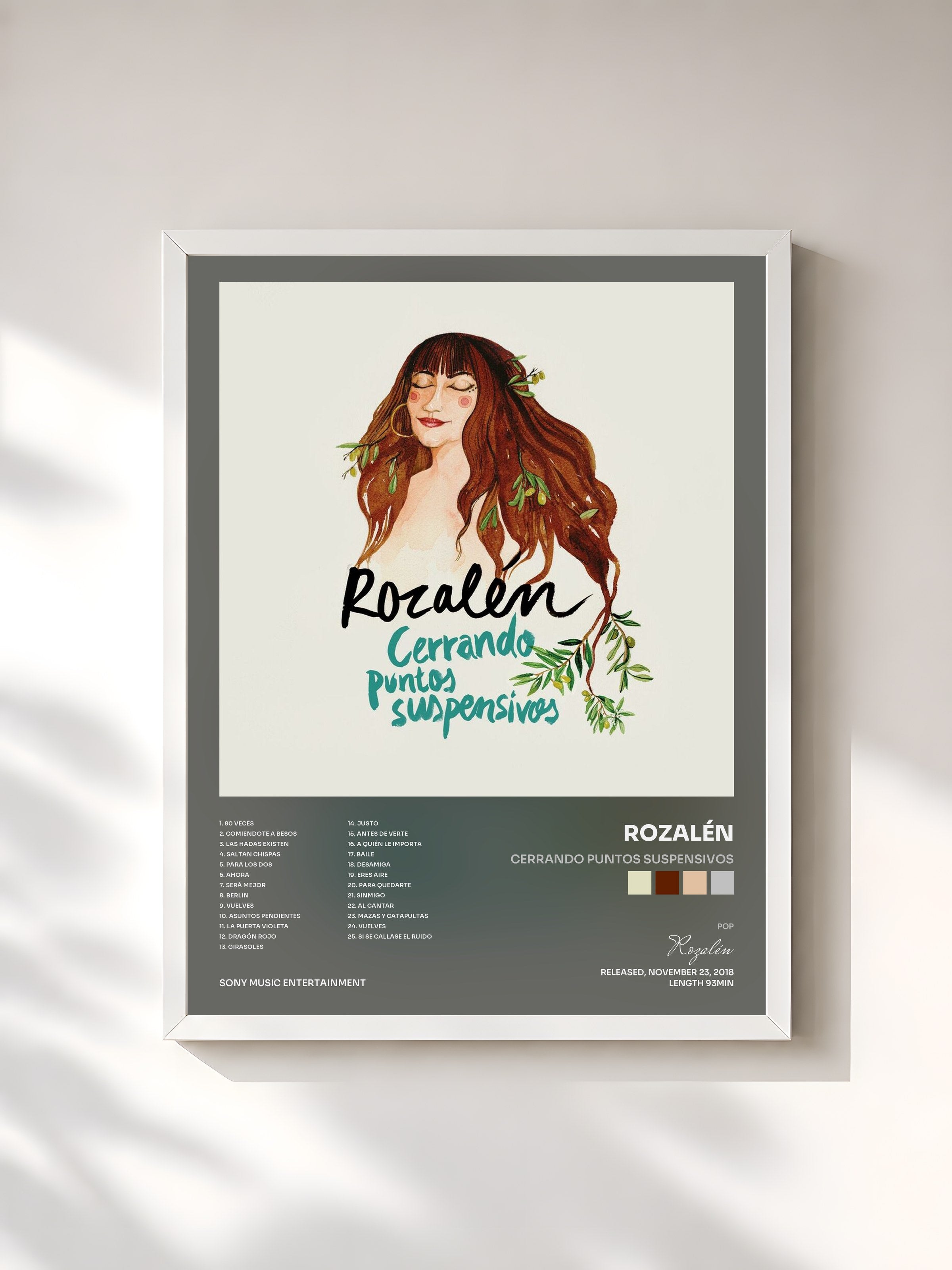 #blanc Tableau de l'album Cerrando Puntos Suspensivos de Rozalén, cadre blanc, imprimé et encadré en France