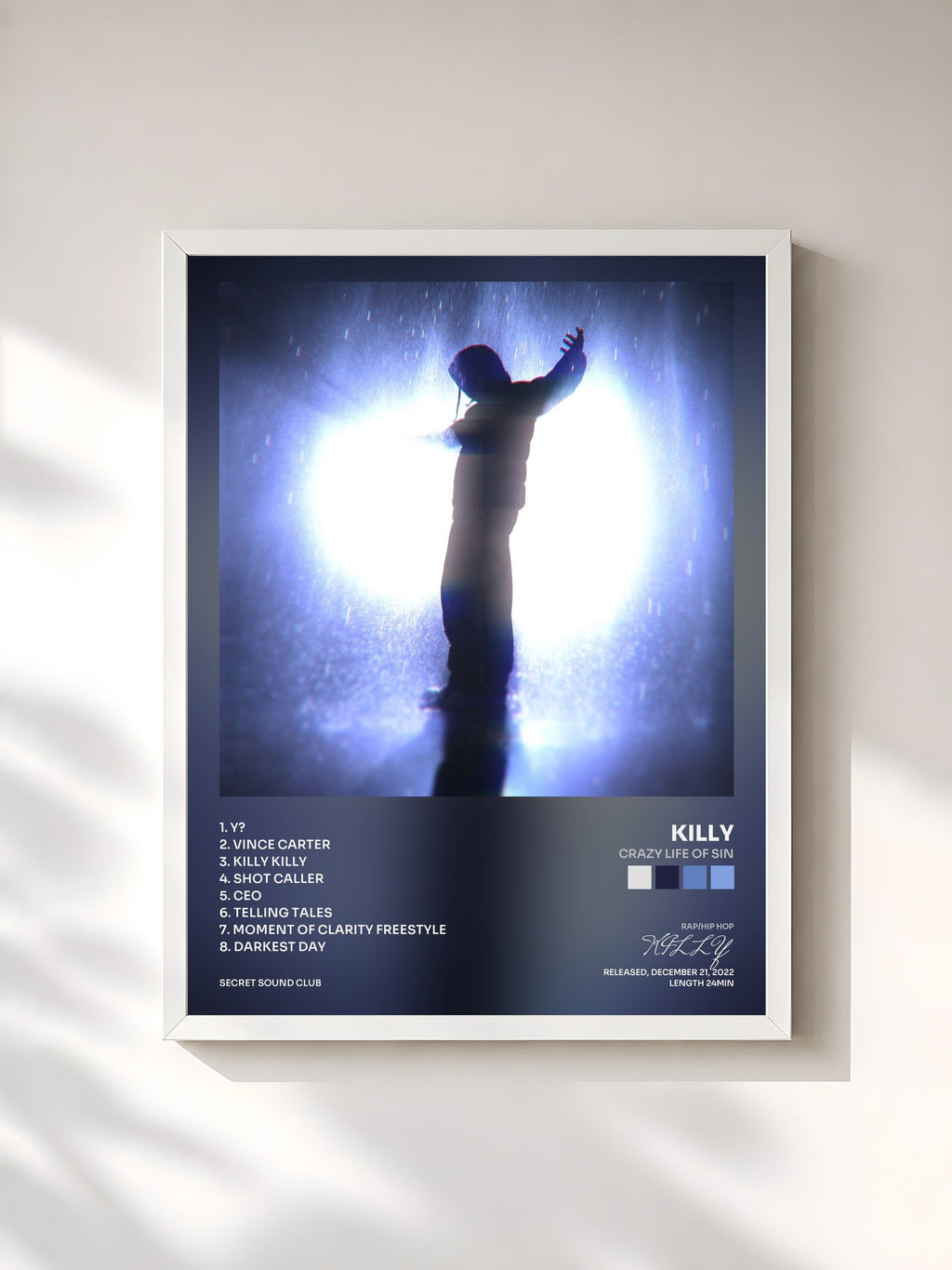 #blanc Tableau de l'album Crazy Life of Sin de KILLY, cadre blanc, imprimé et encadré en France