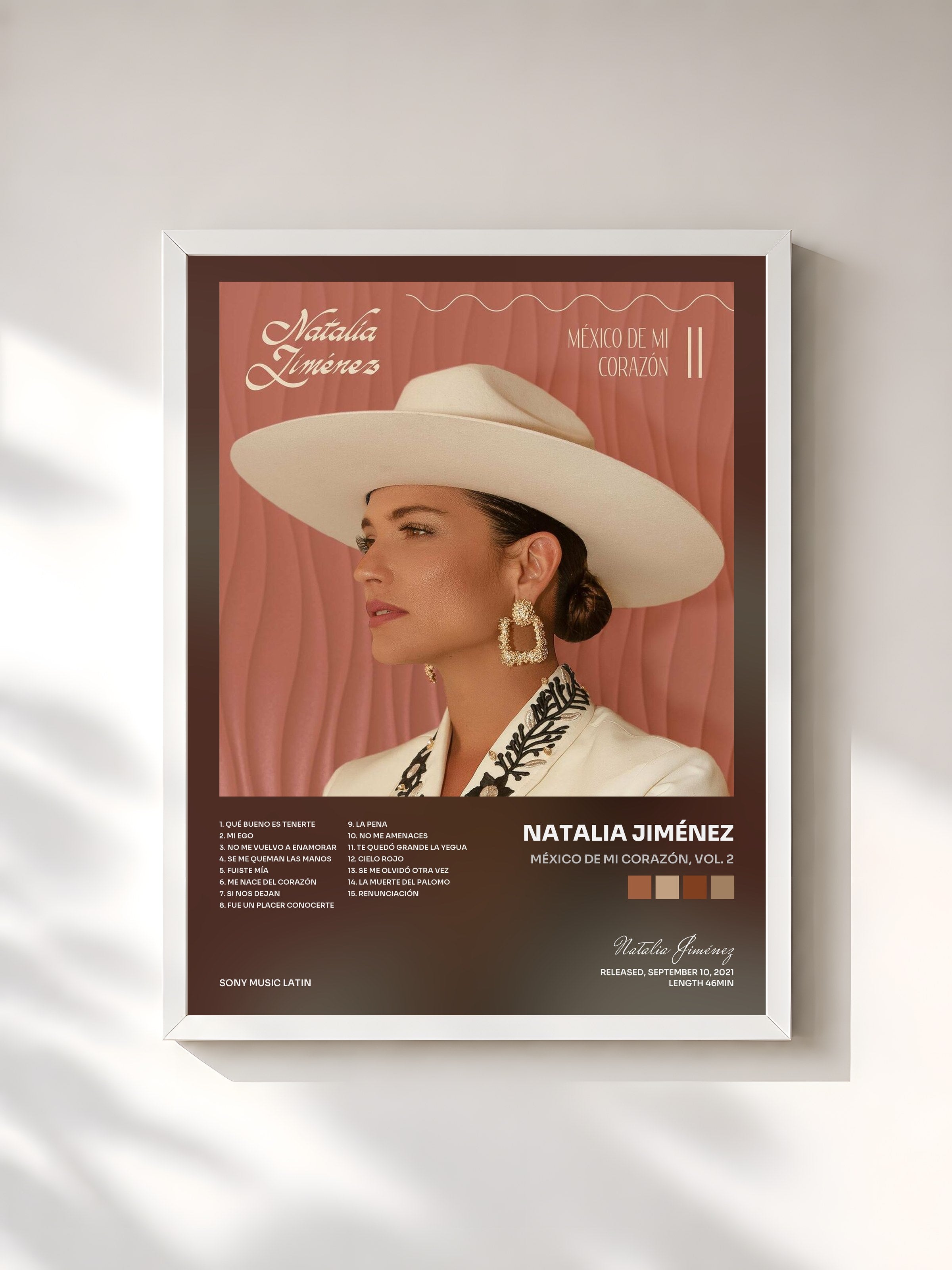 #blanc Tableau de l'album México de Mi Corazón, Vol. 2 de Natalia Jiménez, cadre blanc, imprimé et encadré en France