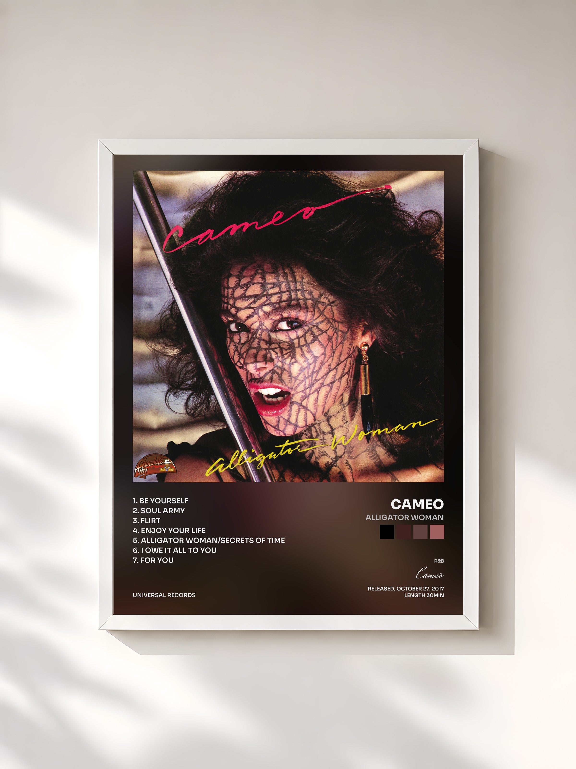#blanc Tableau de l'album Alligator Woman de Cameo, cadre blanc, imprimé et encadré en France