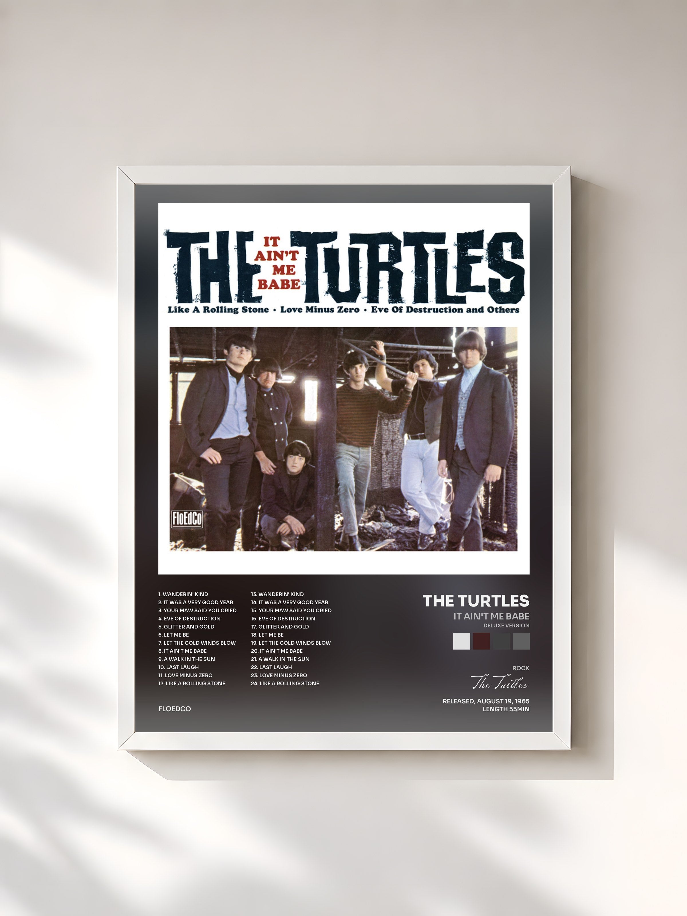 #blanc Tableau de l'album It Ain't Me Babe (Deluxe Version) de The Turtles, cadre blanc, imprimé et encadré en France
