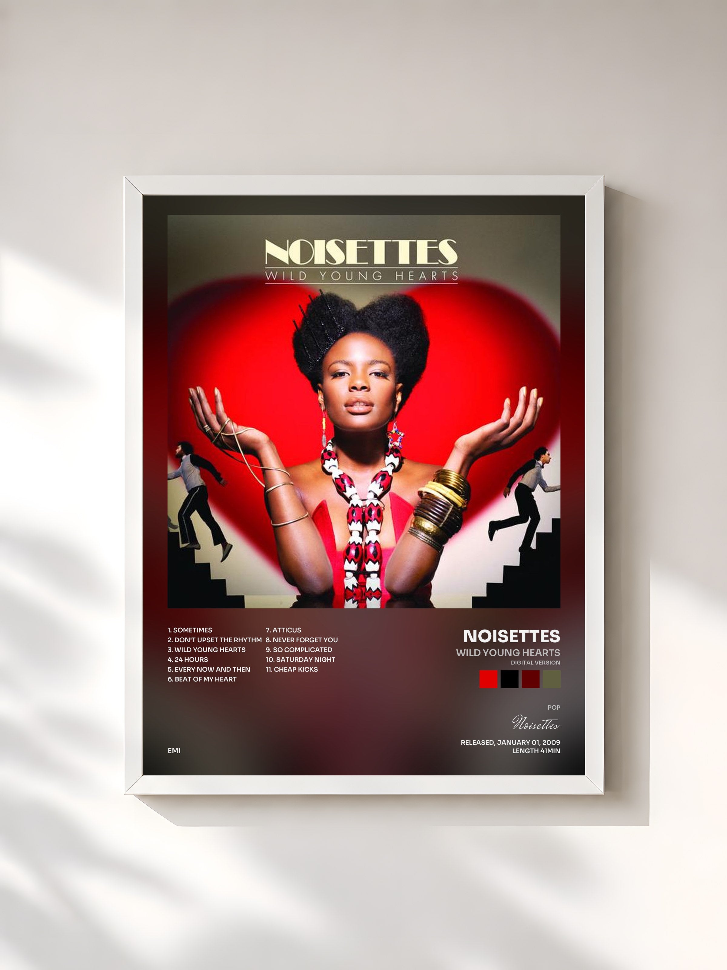 #blanc Tableau de l'album Wild Young Hearts (Digital version) de Noisettes, cadre blanc, imprimé et encadré en France