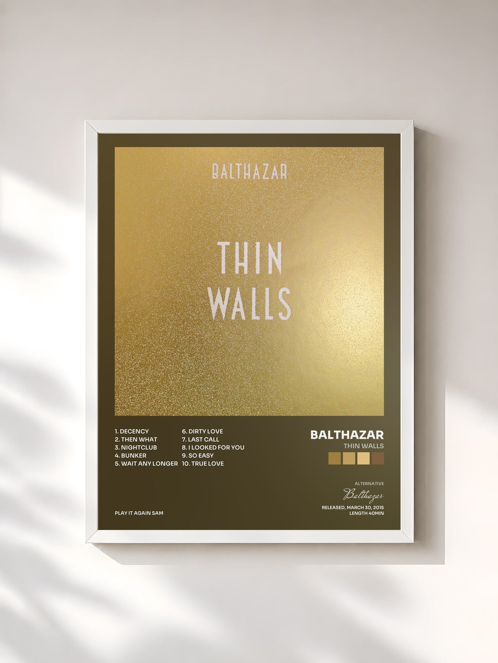 #blanc Tableau de l'album Thin Walls de Balthazar, cadre blanc, imprimé et encadré en France