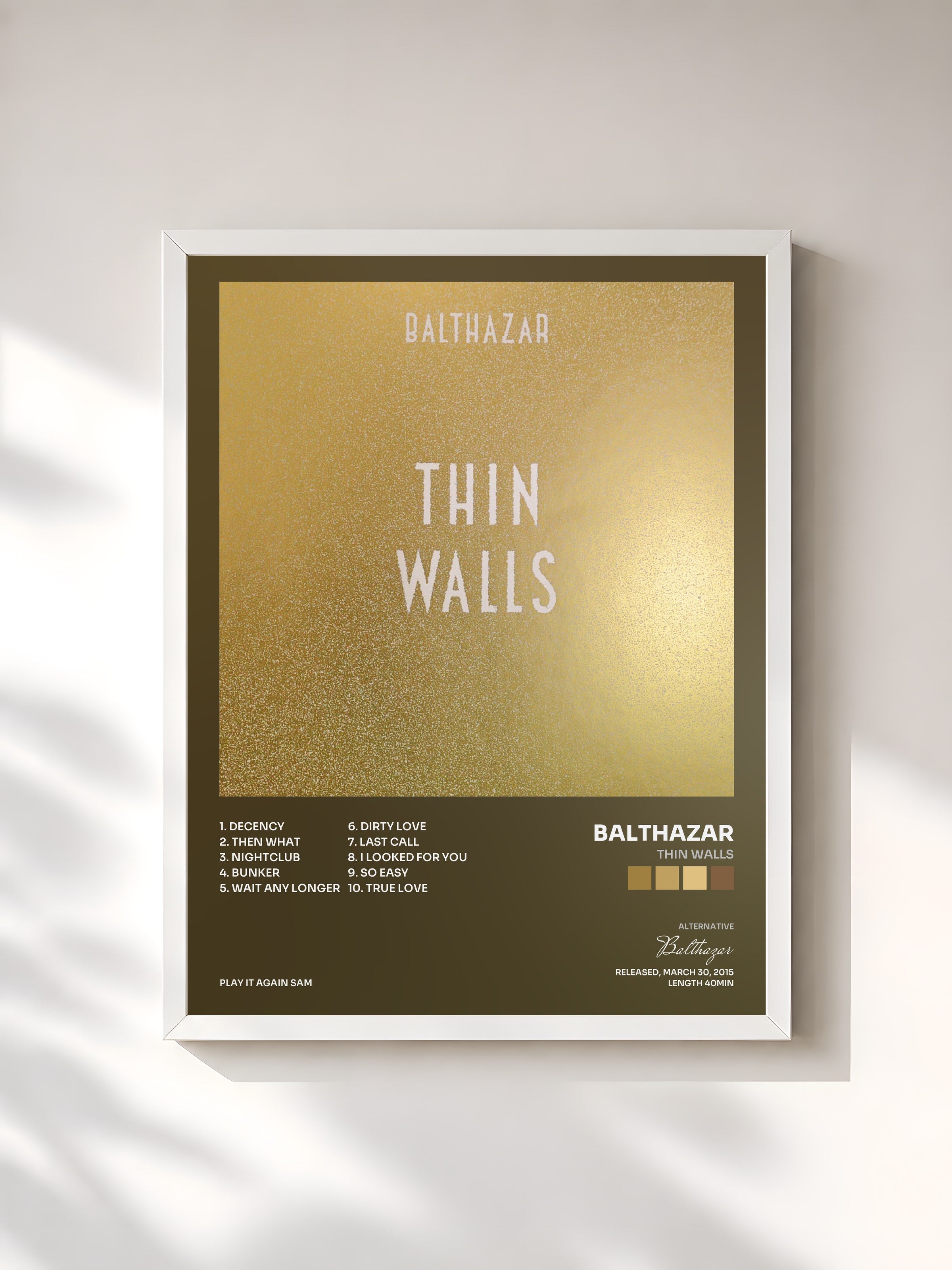 #blanc Tableau de l'album Thin Walls de Balthazar, cadre blanc, imprimé et encadré en France