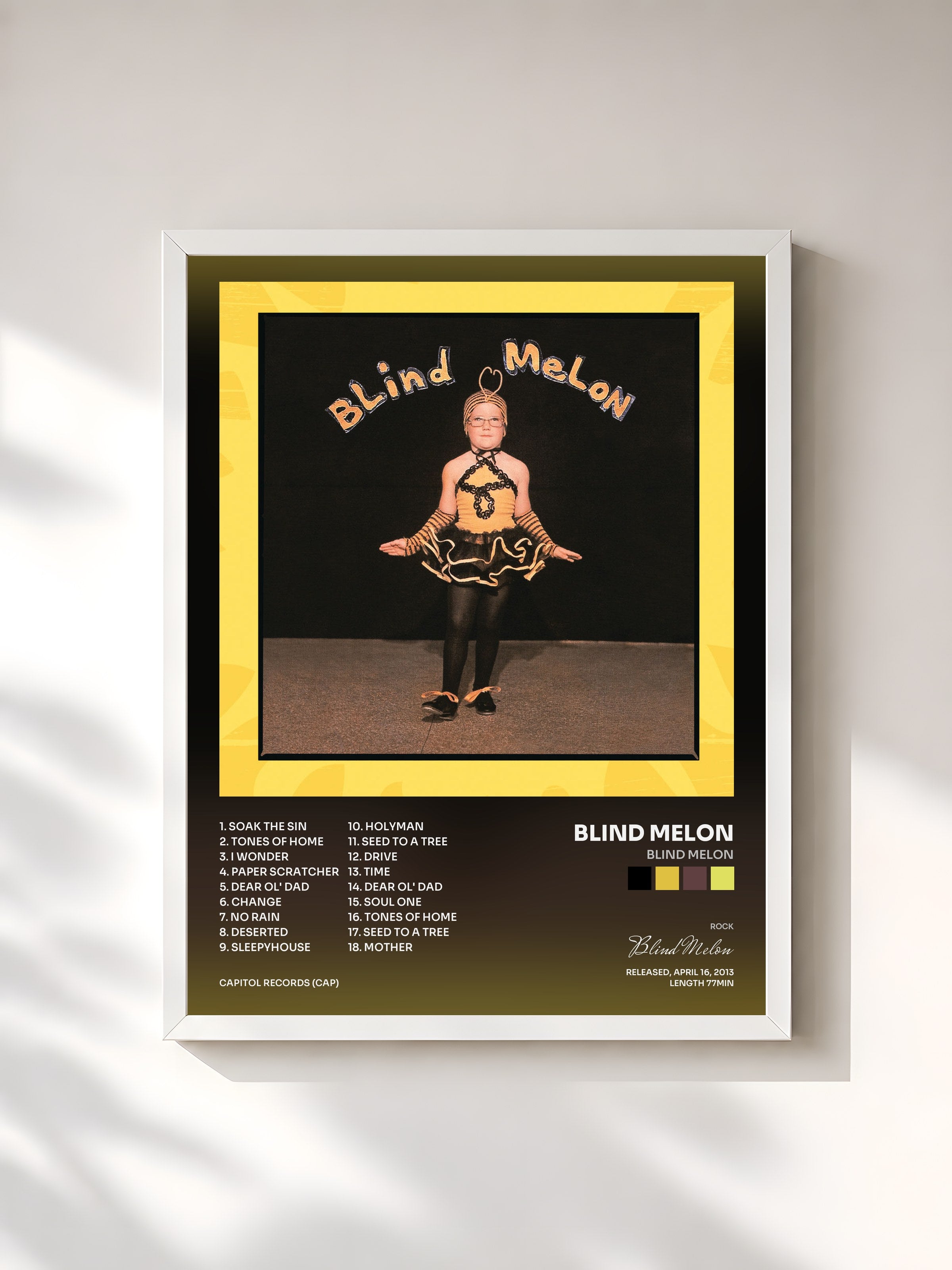 #blanc Tableau de l'album Blind Melon de Blind Melon, cadre blanc, imprimé et encadré en France