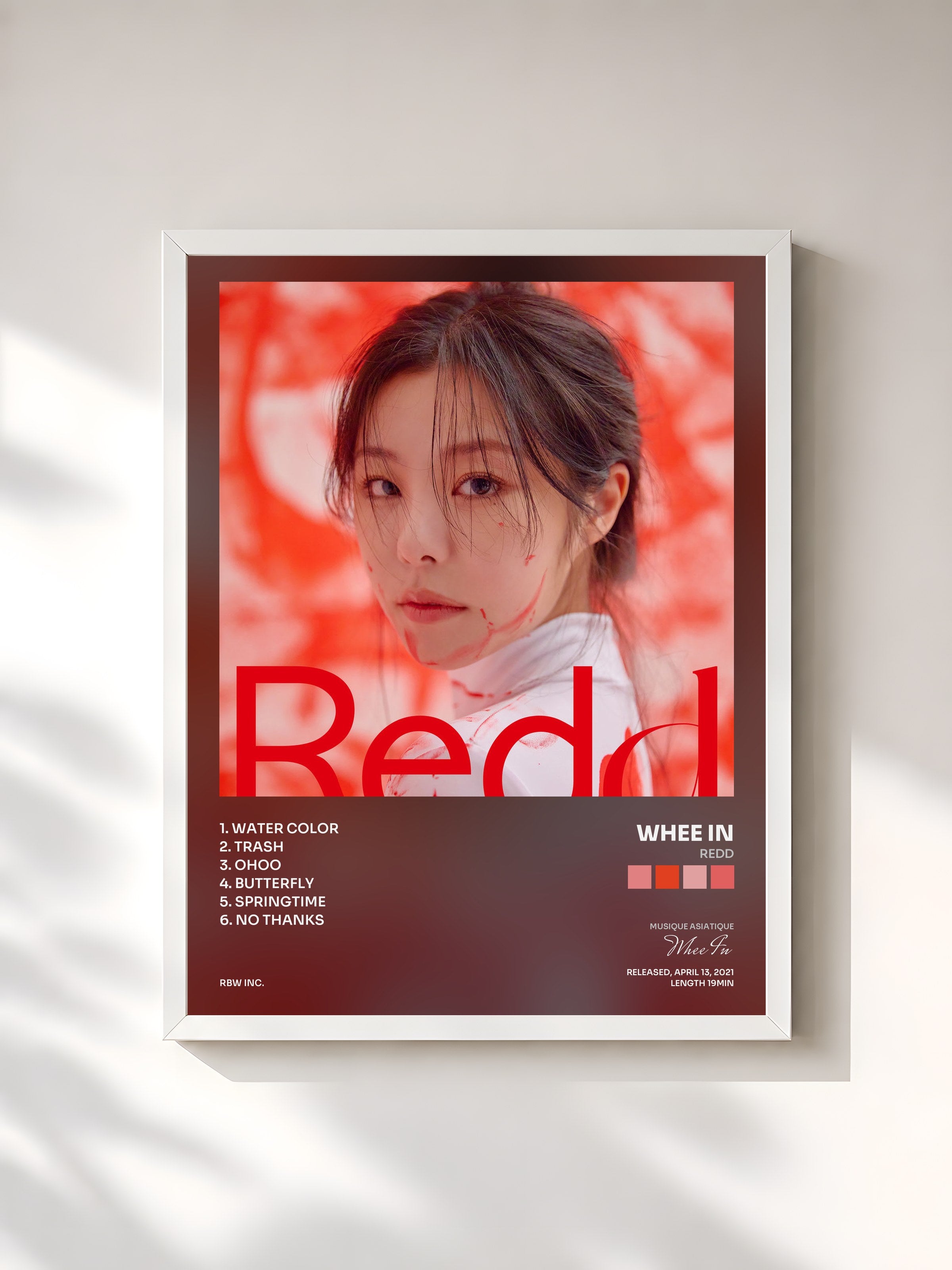 #blanc Tableau de l'album Redd de Whee In, cadre blanc, imprimé et encadré en France